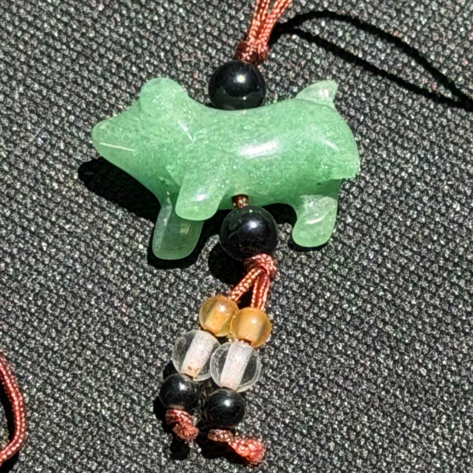 Chinese Green Jadeite Jade Carved Animal Pendant Necklace – Hand Carved (AHB)