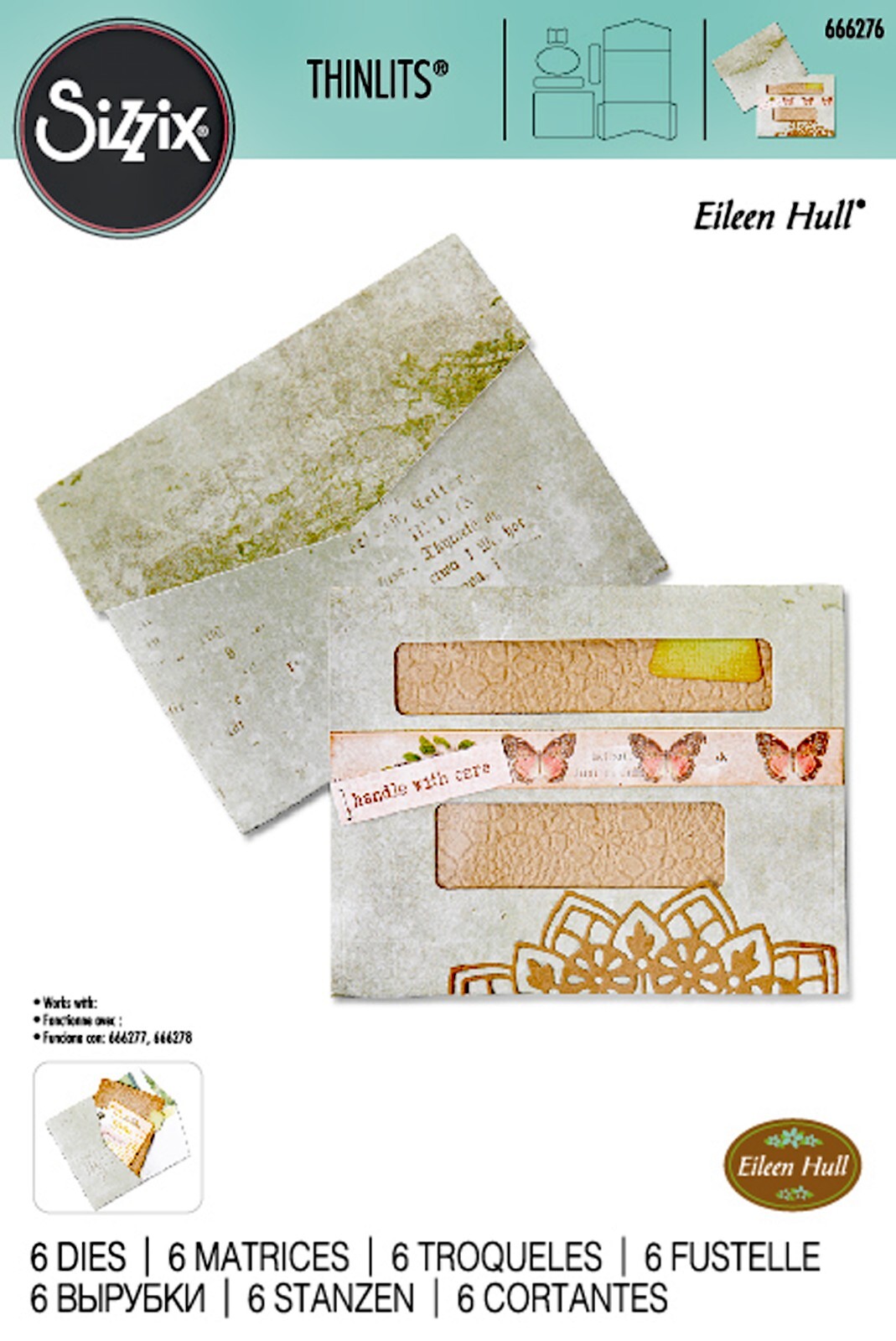 Sizzix Thinlits 6pk Journaling Card, Envelope & Windows #666276 Retail $36.99