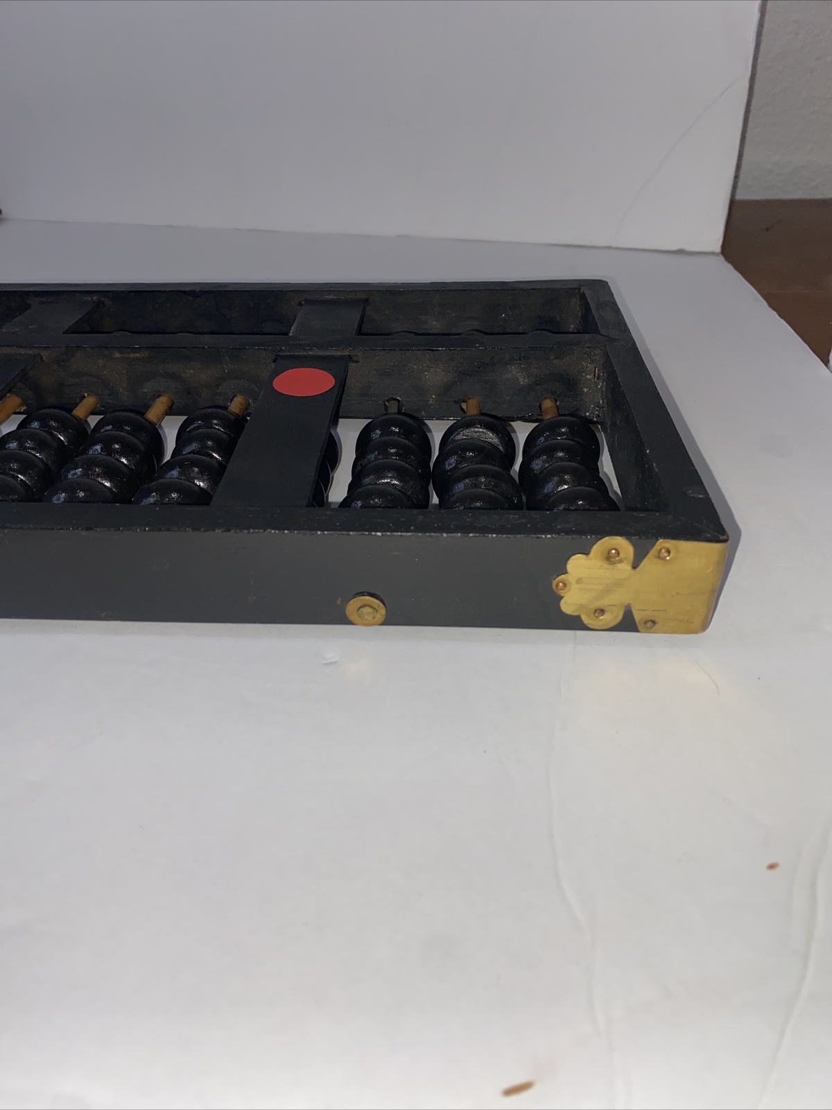 Vintage Lotus Flower Brand Abacus 11 Rods 77 Wood Beads Brass Accents