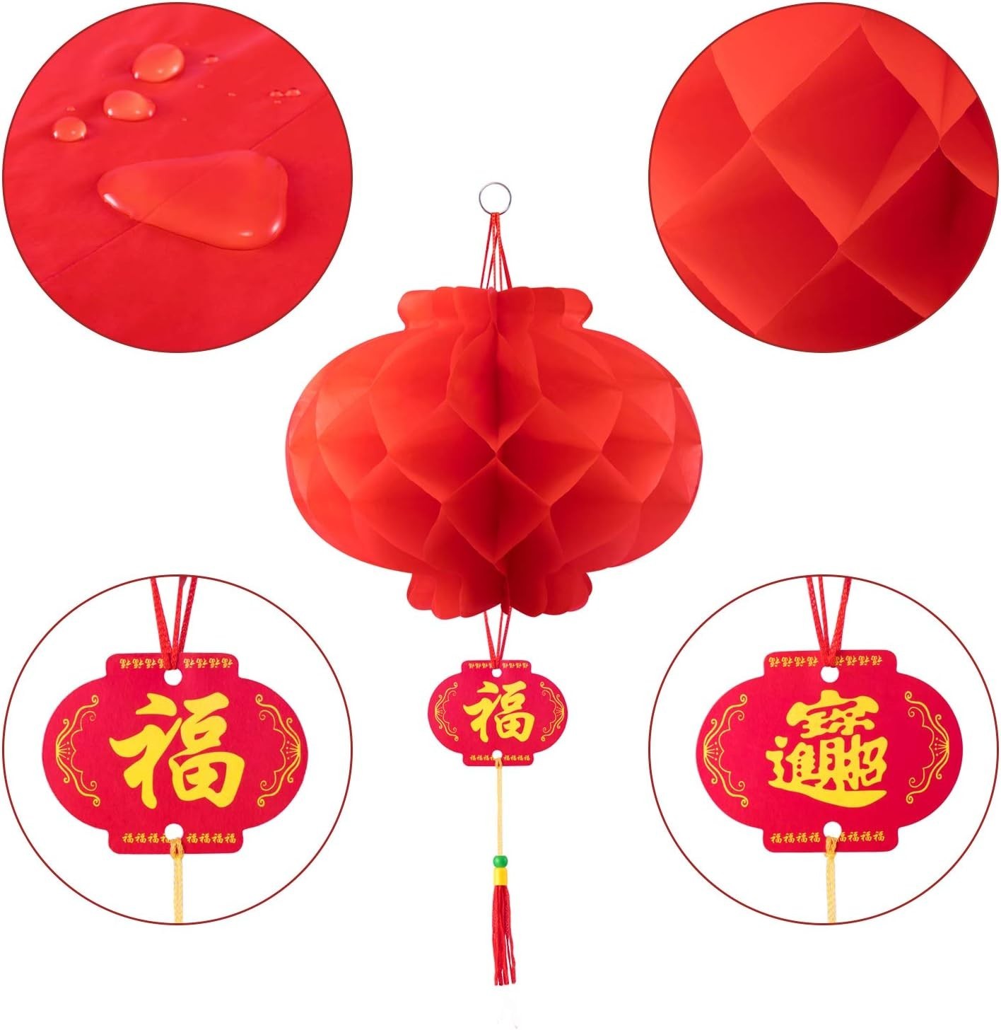 10 Inch Red Paper Lanterns, 20 Pieces, Festival Decorations