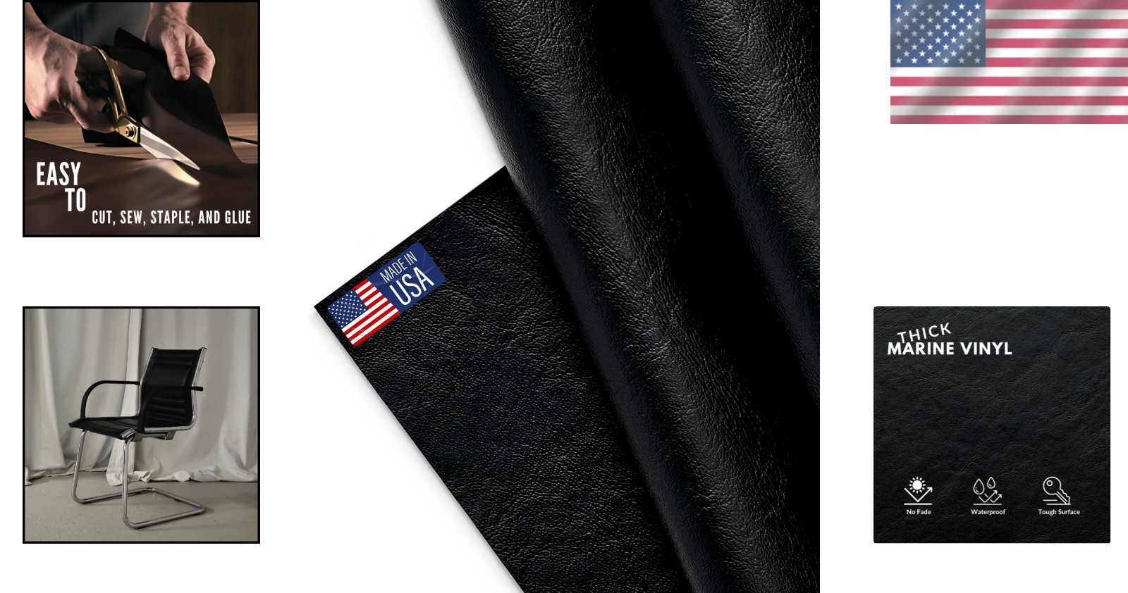 Marine Vinyl Fabric 5 Yard Roll – Smooth Black