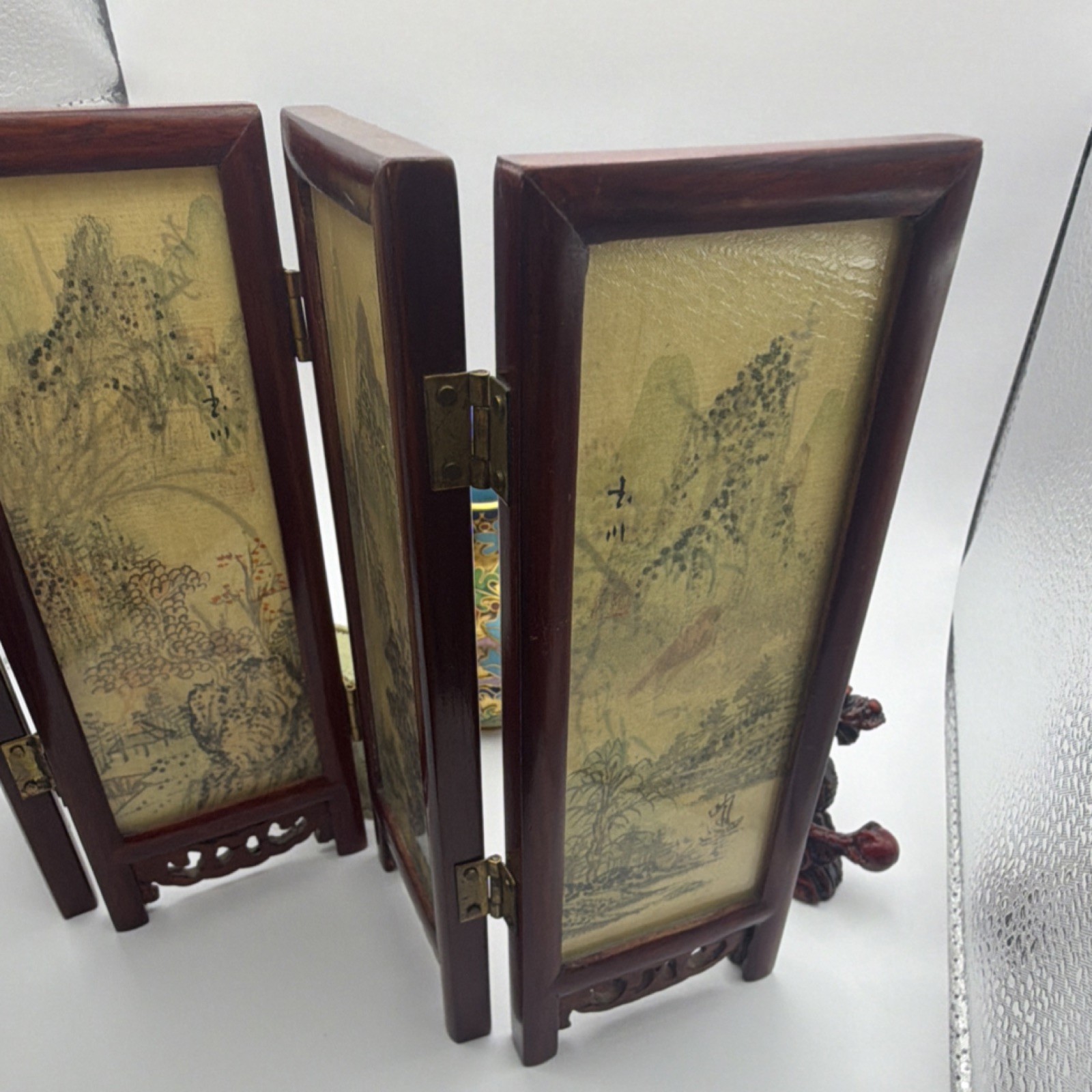 Antique Chinese Handmade Collectible Set: Vase, Teapot, Dragon, Elephant, Screen
