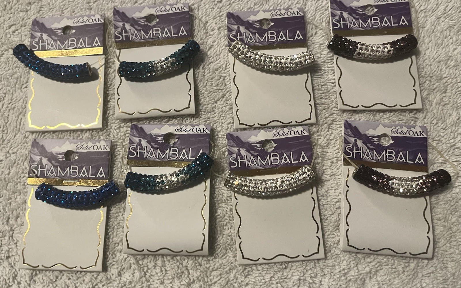 shambala solid oak Tube rhinestone charm 48mm Lot Of 8