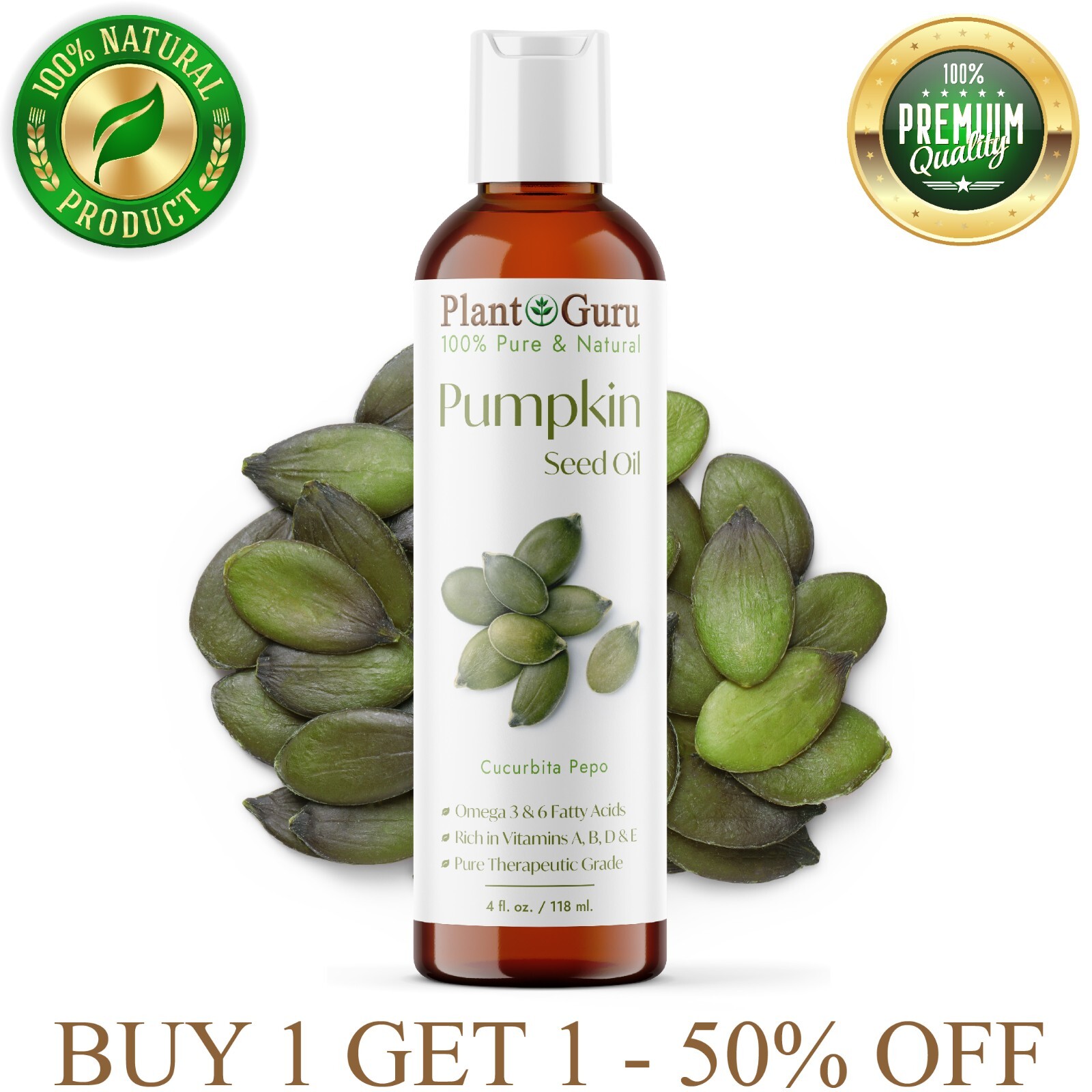 Pumpkin Seed Oil 4 oz. Cold Pressed 100% Pure Natural Virgin Unrefined