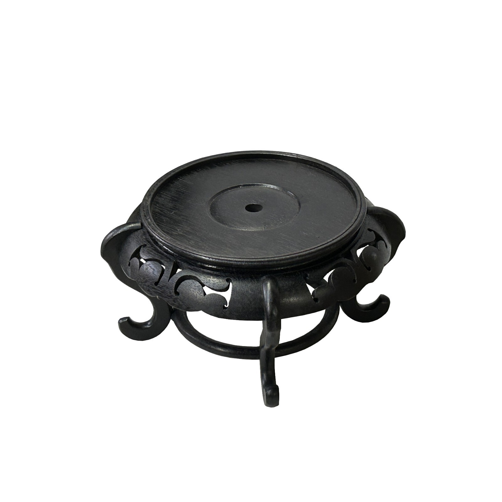 7.5″ Chinese Black Wood Round Legs Table Top Stand Display Easel ws3851
