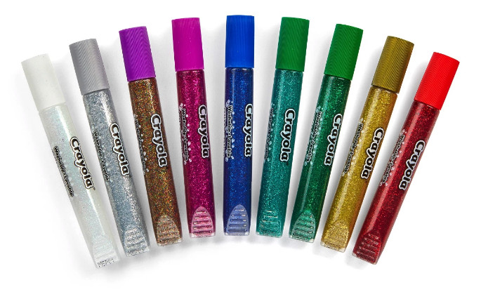 NEW Crayola Washable Glitter Glue, Assorted Colors Fiery Flecks 9 Tubes 3.1 oz