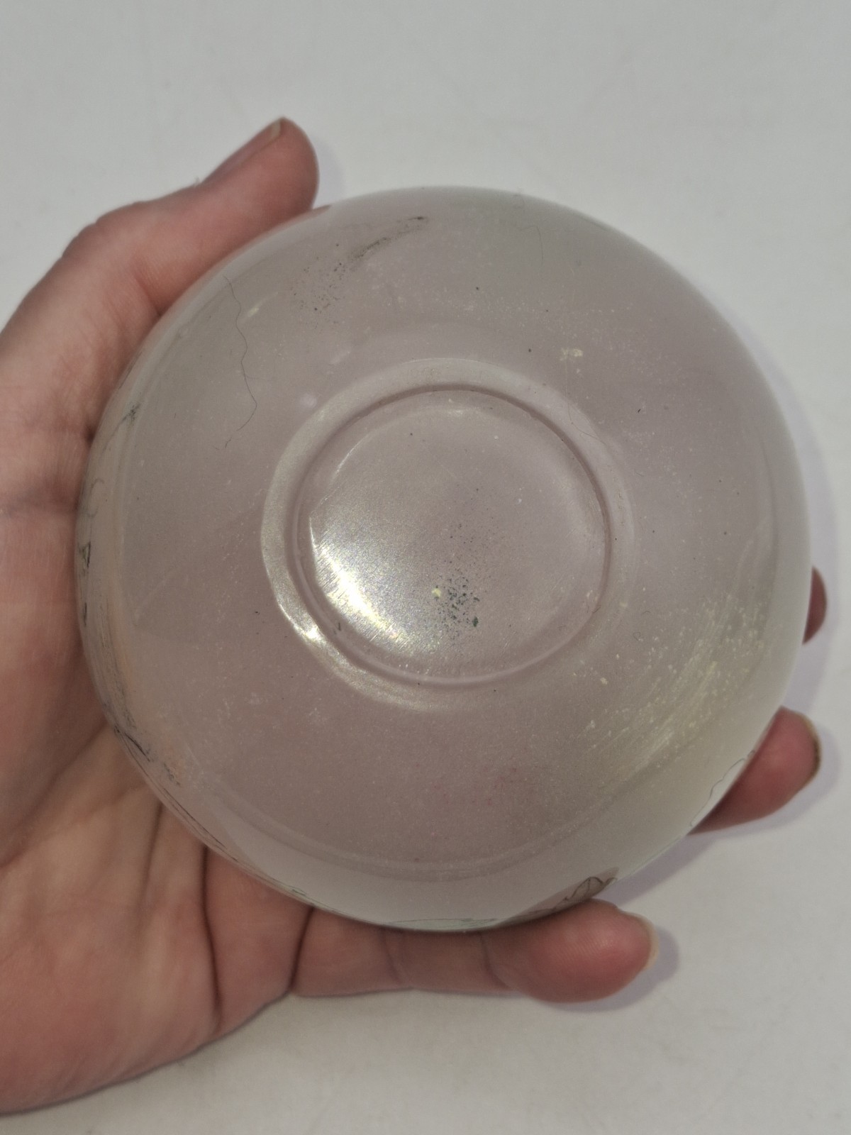 Vtg Reverse Painted Floral Garden Frosted Glass Snuff Bottle w Lid