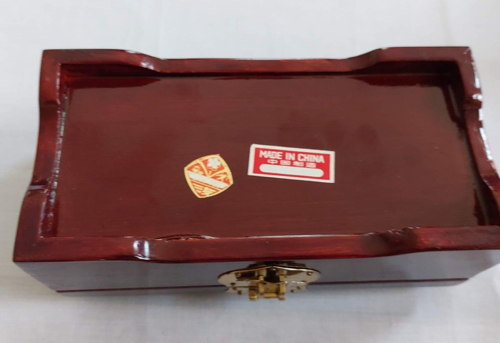 VTG San You Asian Jewelry Wood Box Diorama Cork Art Pagoda Scene Brass Lined