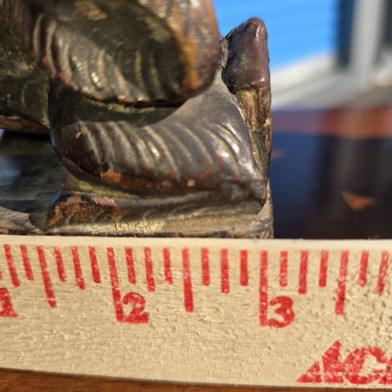 Pair of Vintage Chinese Carved Wood Foo Dogs Guardian Lions Statues Bookends 7″