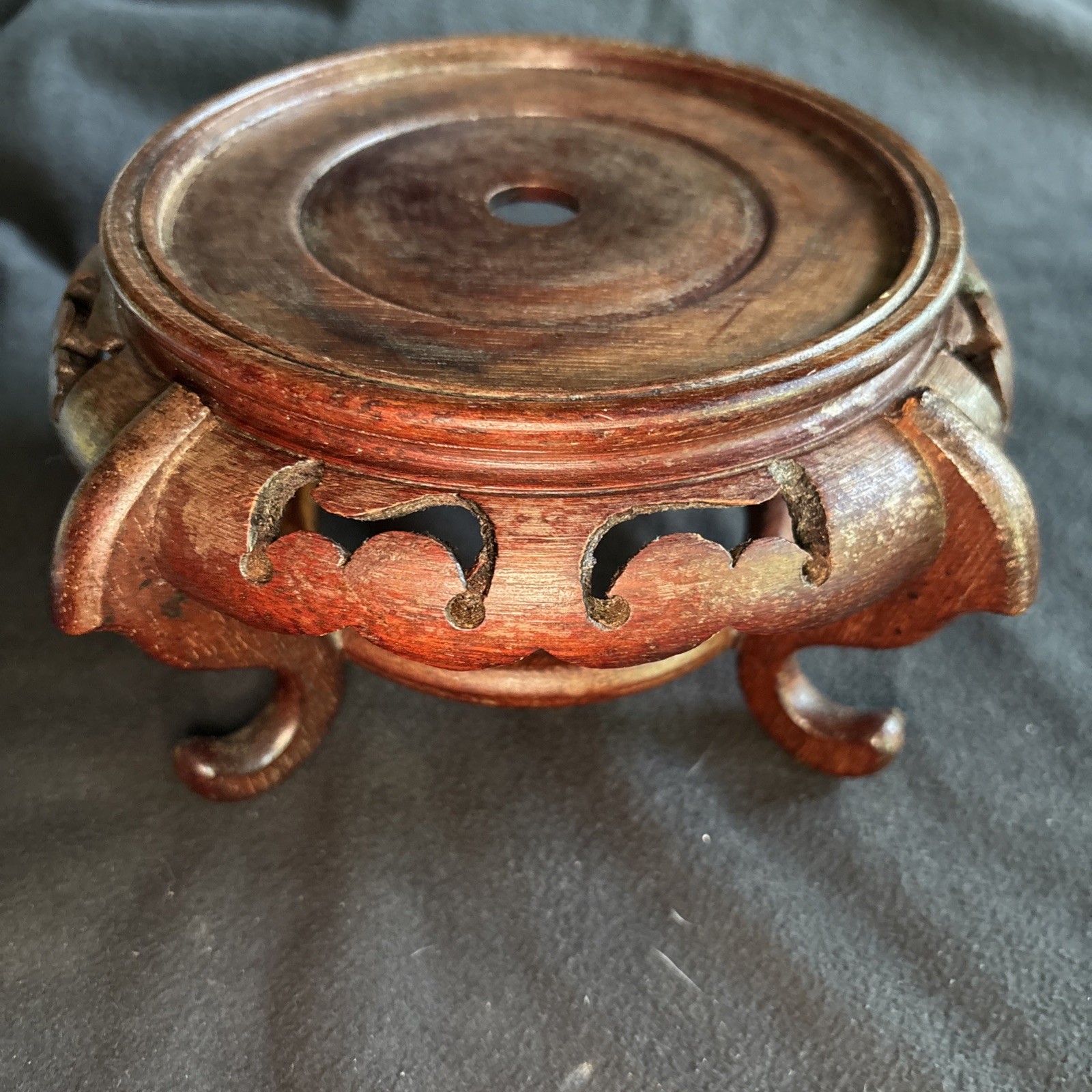 Chinese Display Stand Pedestal Raised Hand Carved Vintage Hardwood Base Riser