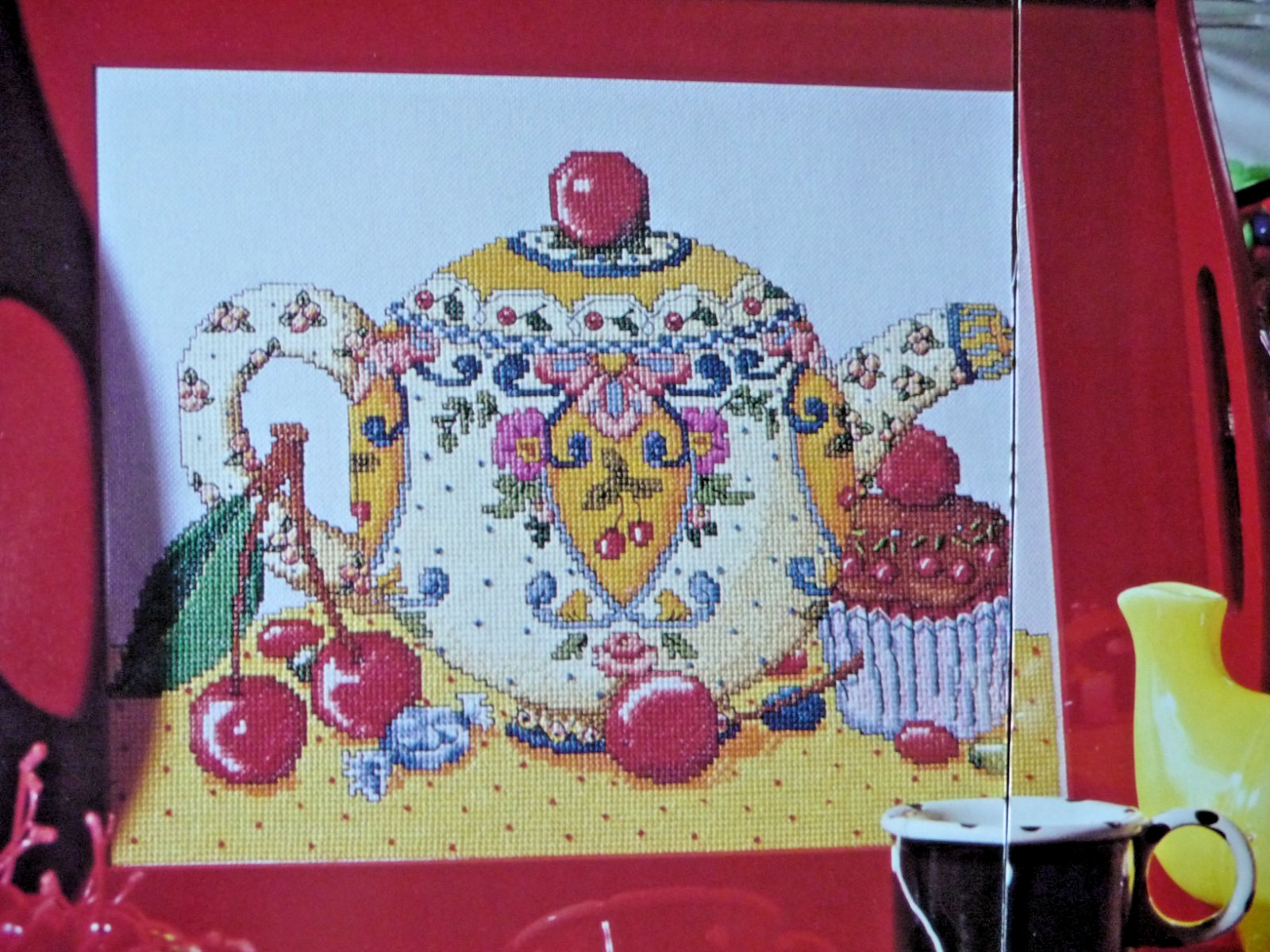 TIME FOR TEA CROSS STITCH PATTERNS – MARY ENGELBREIT – SAMPLER, TEA COZY, TOWEL!