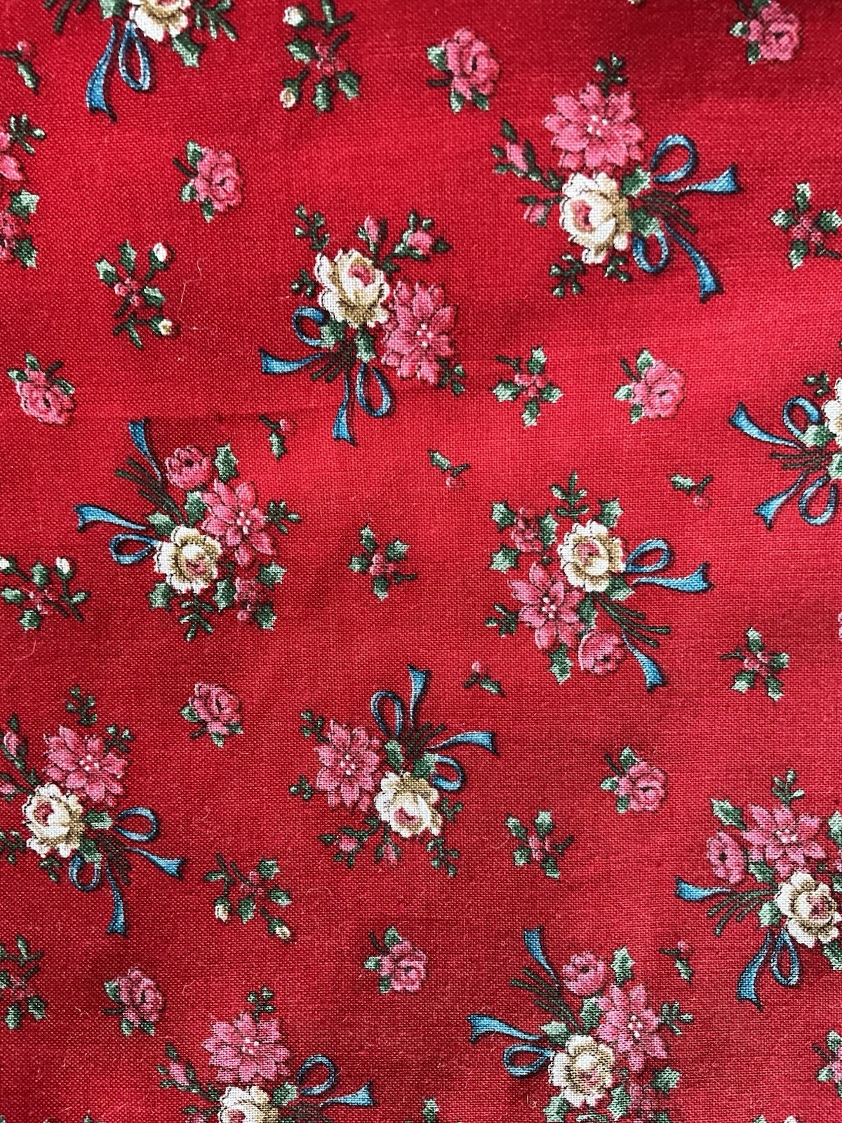 Red Small Print Cotton Fabric 45” wide. Suitable for quilting.