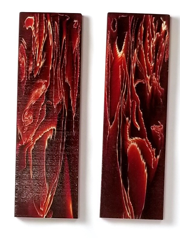 2 pcs. Red Raffir® Stripes .250 Knife Handle Material Scales 1.7″x 5.7″ x1/4″