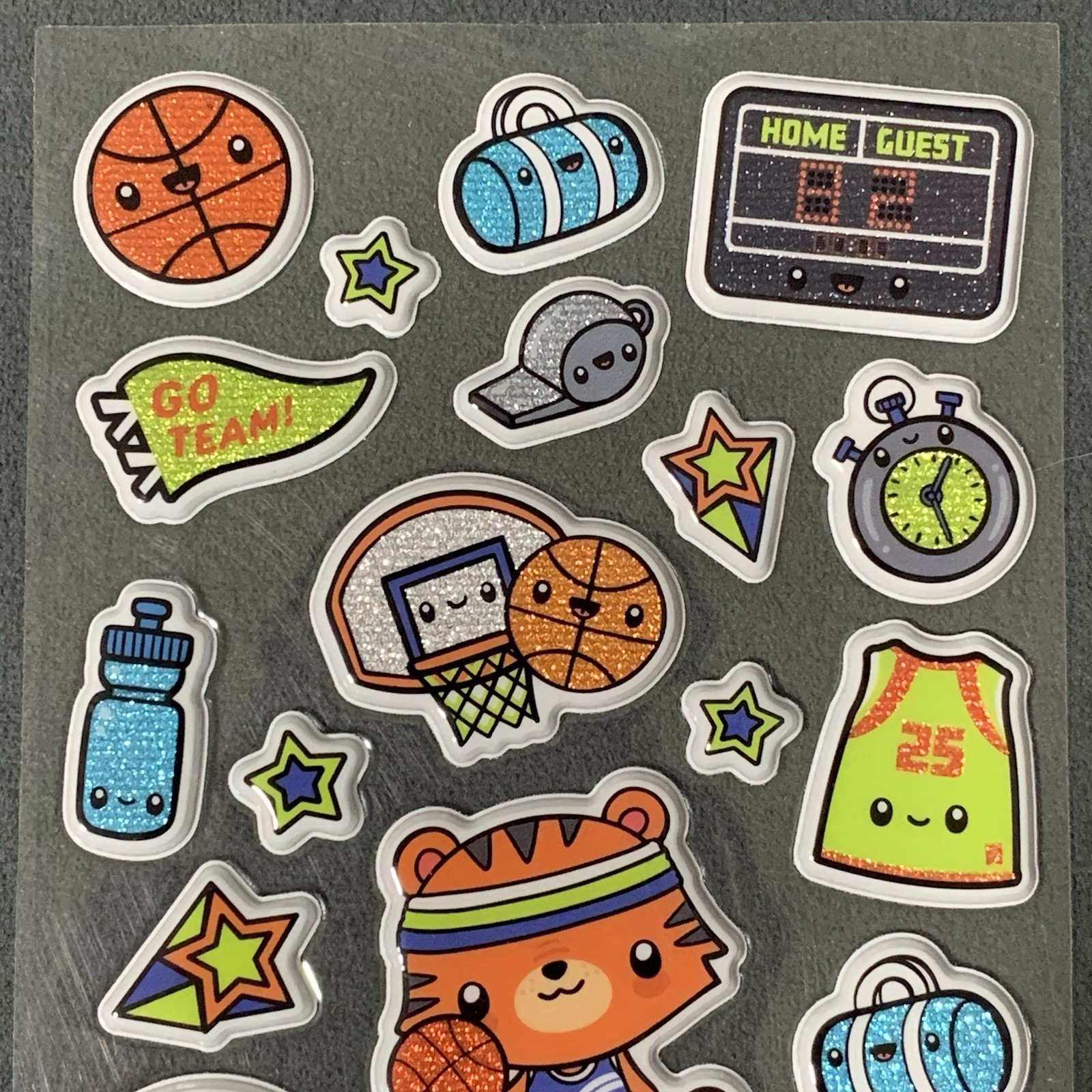 Pipsticks “Totally Ballin’” (Aug. 2025) Puffy Glitter Sticker Sheet
