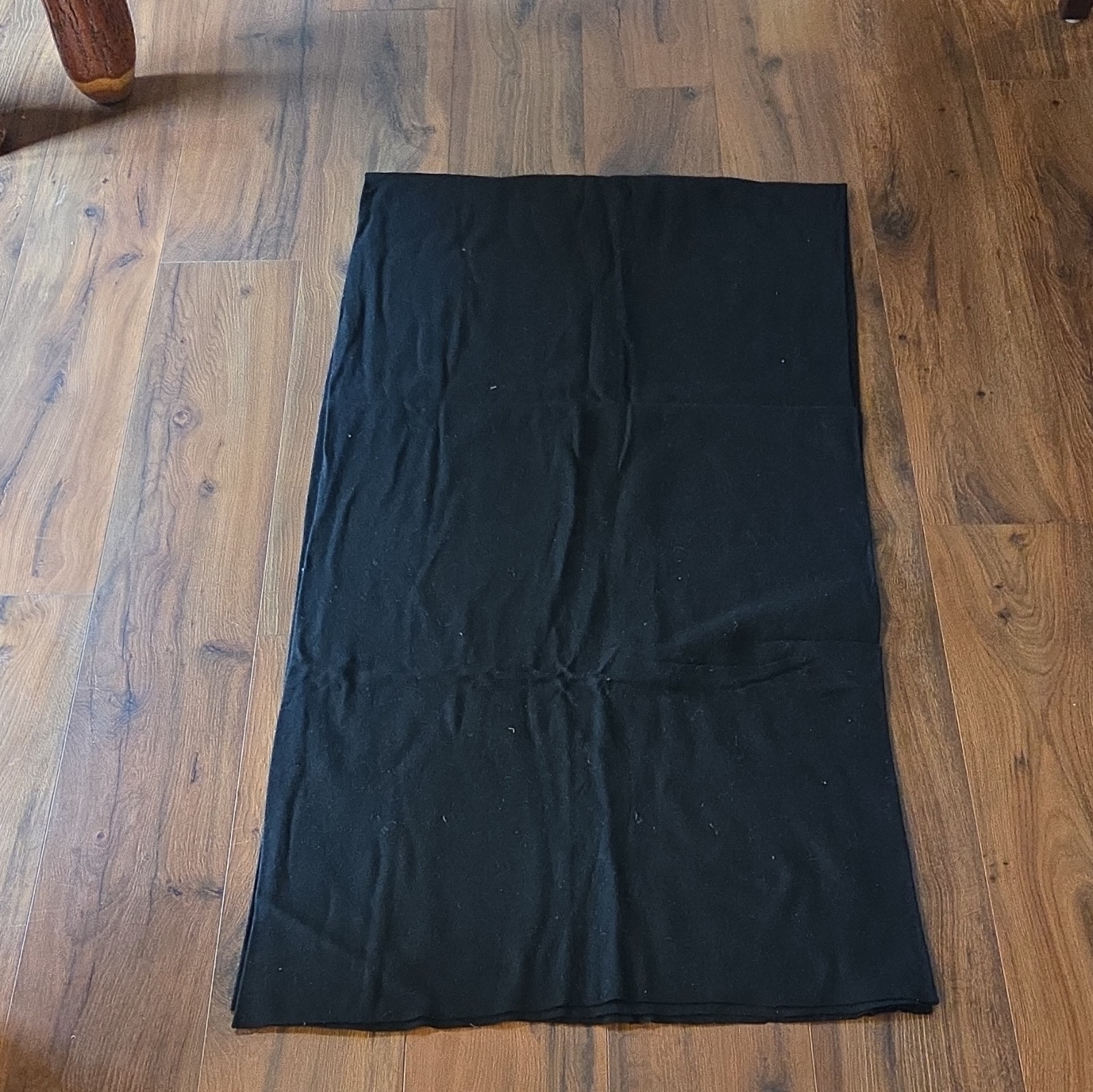 Vintage 52″x96″ Black Solid Plain Knit Fabric Textile Material
