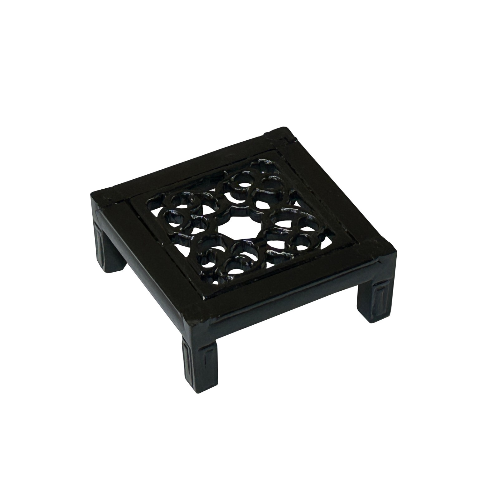 3.25″ Dark Brown Floral Open Pattern Square Wood Stand Riser ws4236