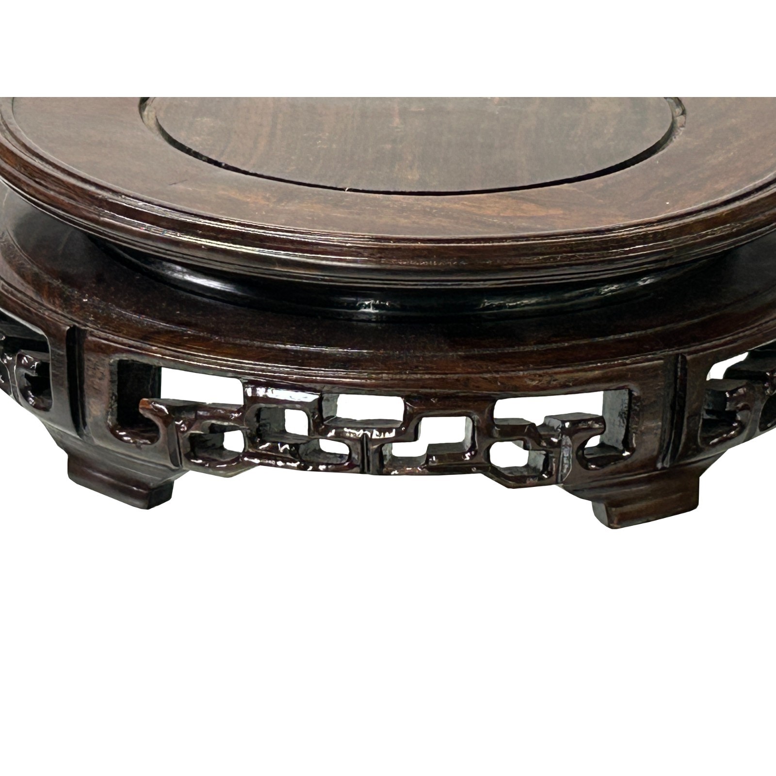 6.5″ Oriental Brown Open Motif Wood Round Table Top Display Stand Riser st1044