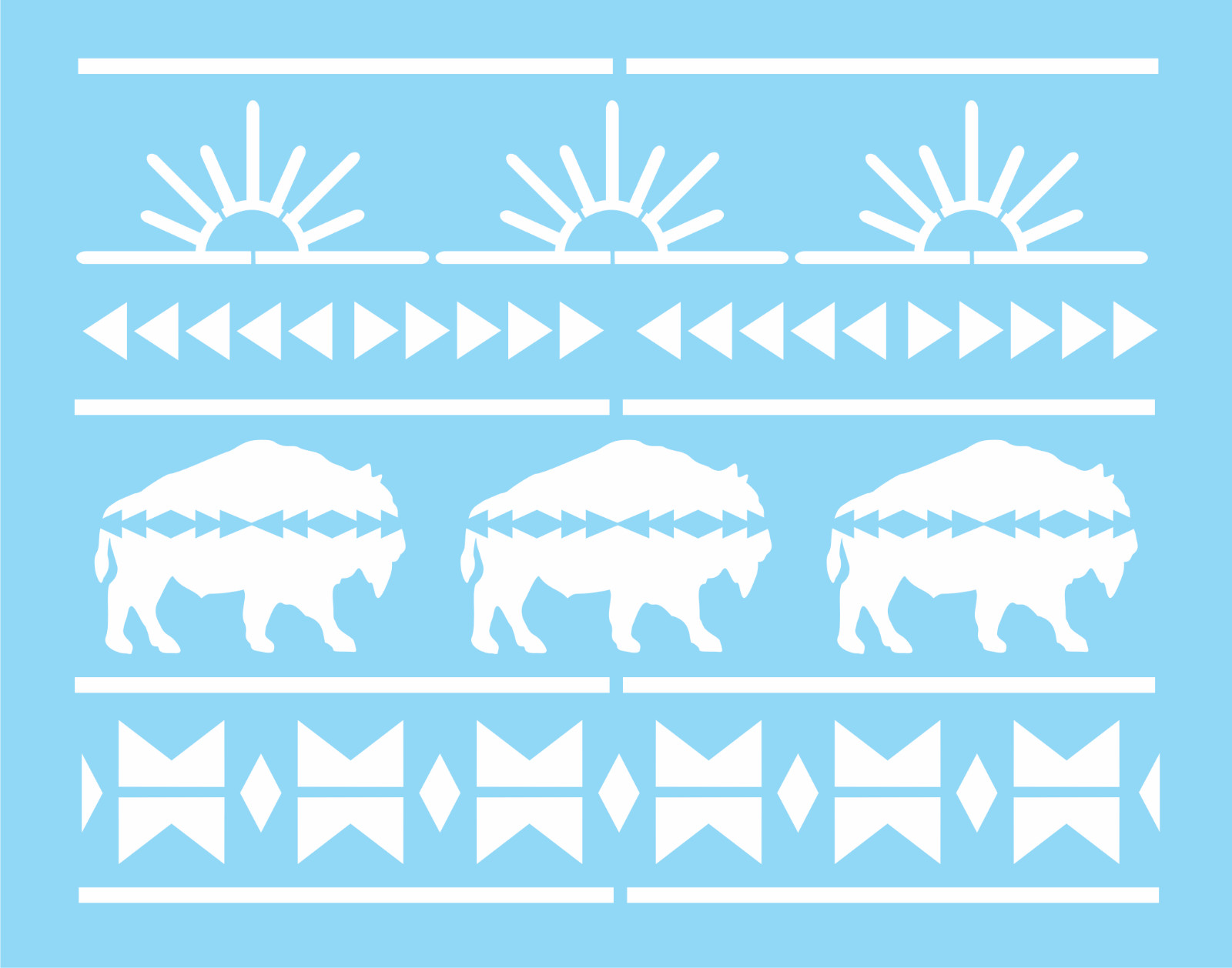 Stencils by Joanie Aztec Sun Buffalo Western Desert Border DIY Southwest Signs