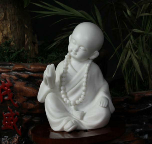 3.6″ Chinese White Porcelain Ceramics Read A Book Little Monk Figurine Statue