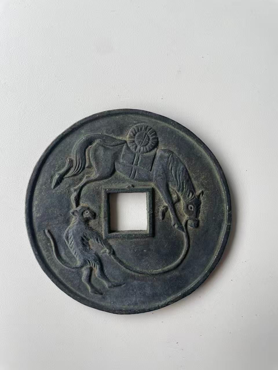Chinese Ancient Animals Copper Coin QING 厭勝錢 Numismatic Charm 89.7g #P161