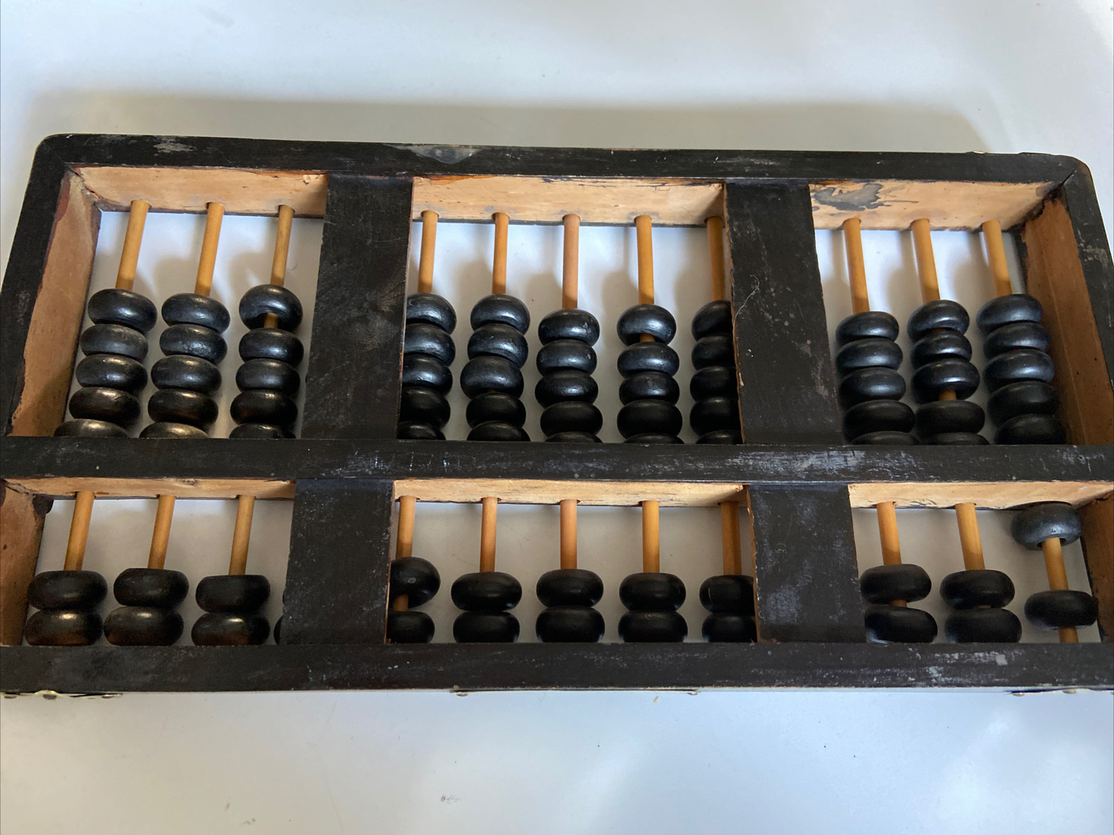 Vintage Lotus – Flower Brand ABACUS Black Painted Wood with Brass Accents