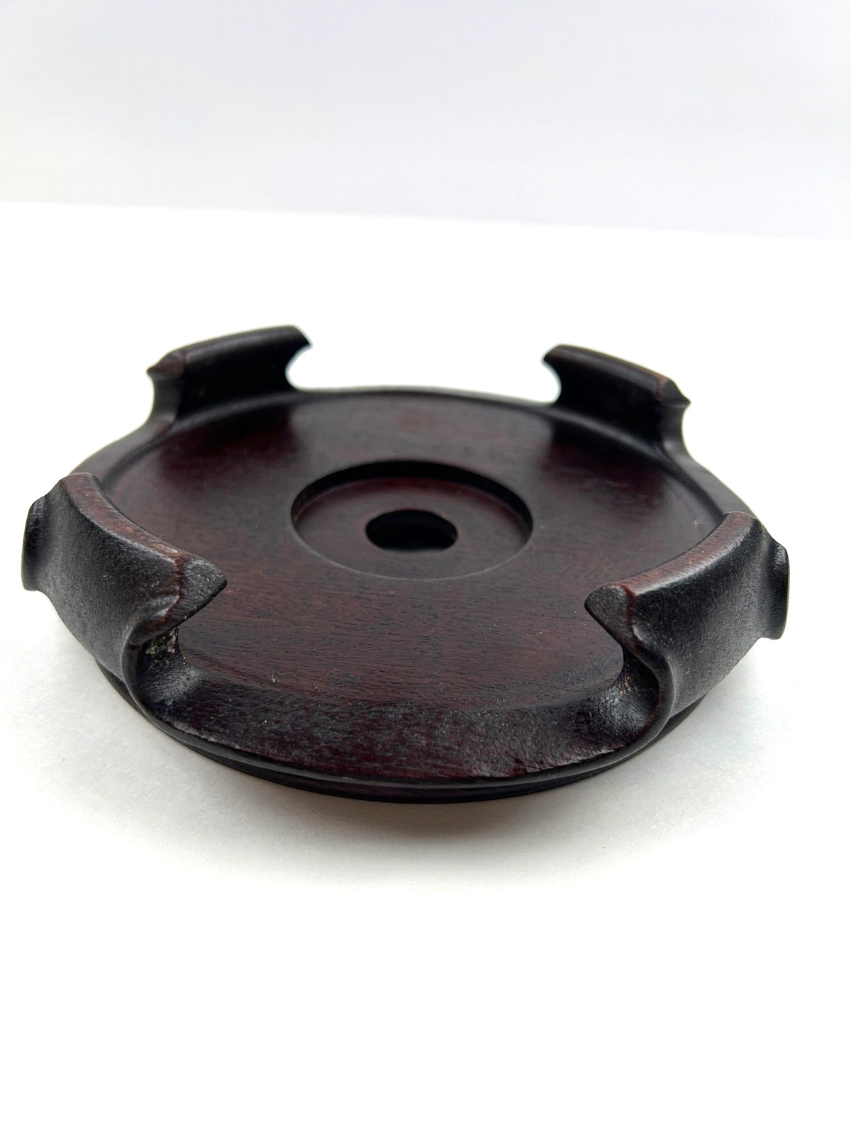 Rosewood Display Stand Hand Carved Round Asian Pedestal Bonsai Teapot Vase Base