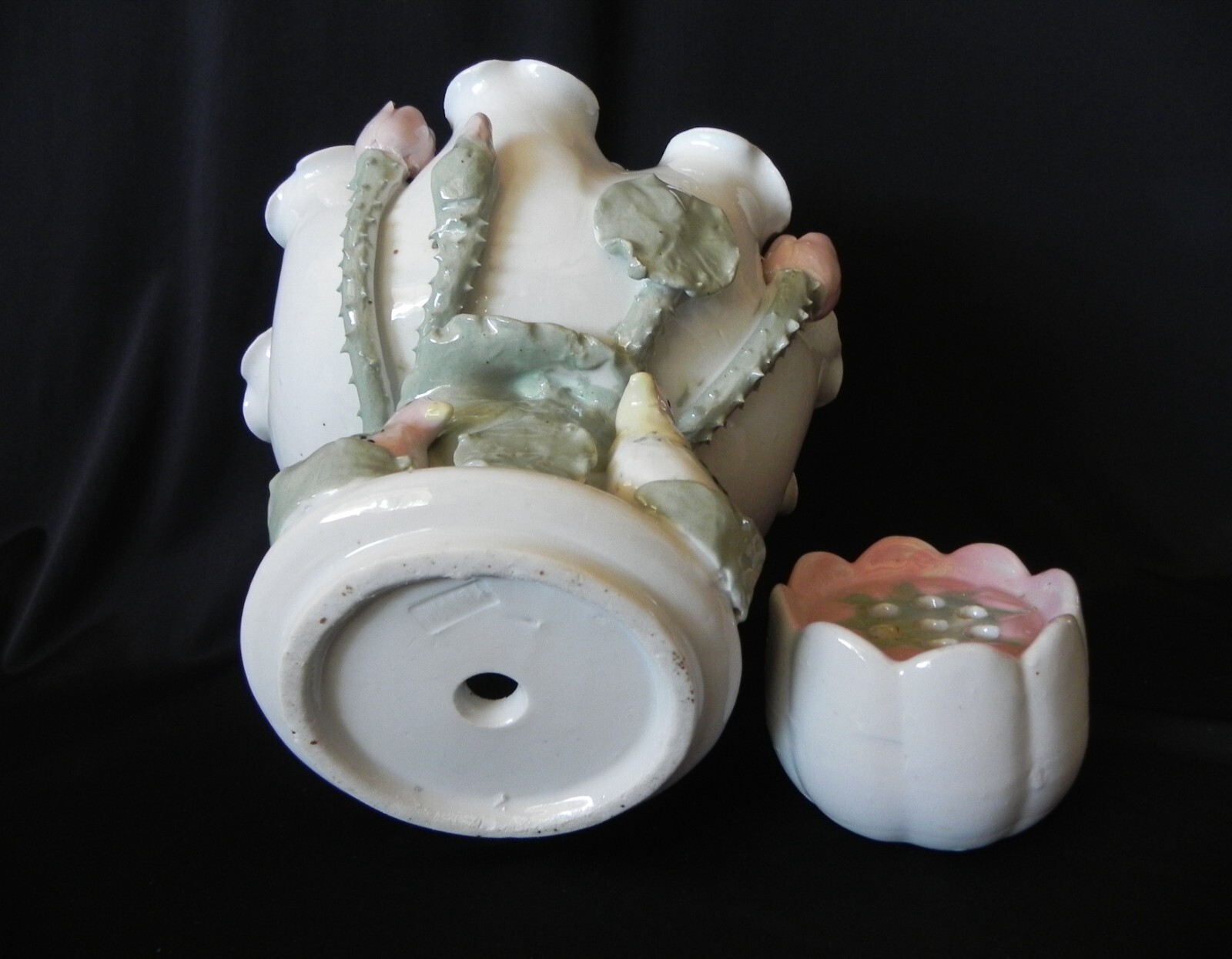 Blanc de Chine White Lotus Lily Pad Ducks FLOWER FROG Porcelain Pedestal Bowl