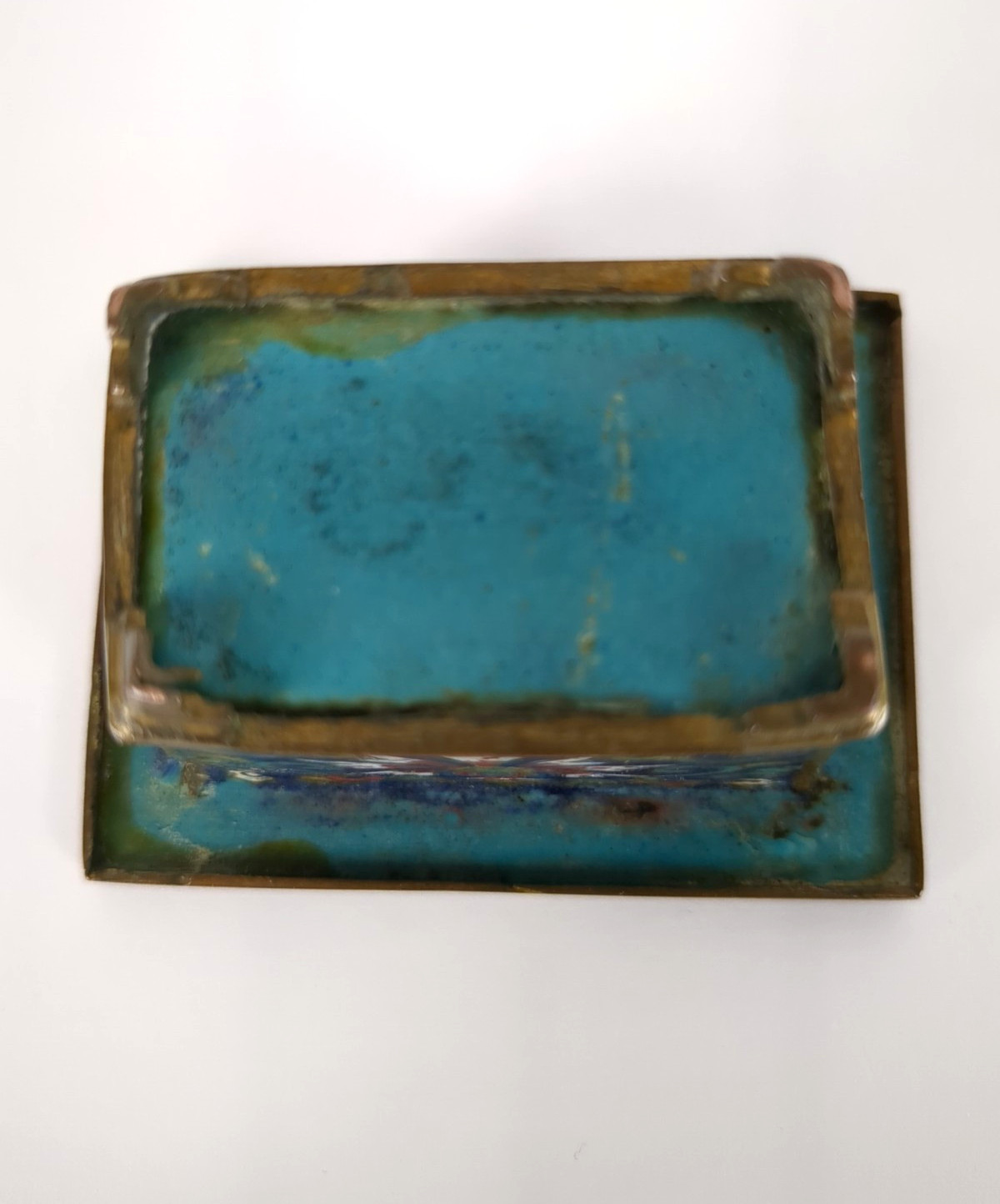 Vintage Chinese Cloisonne Miniature Bonsai Planter Blue 1.5 x 2.5 x 2