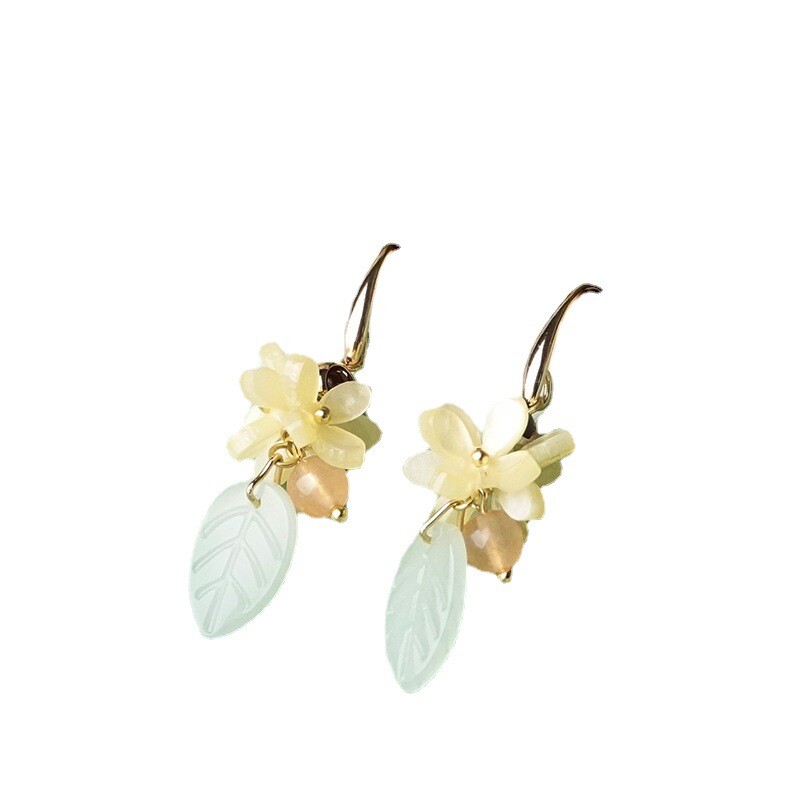Chinese Coloured Glaze/Acetic Acid Flower Fragrans Tibetan Style Earbob Earrings