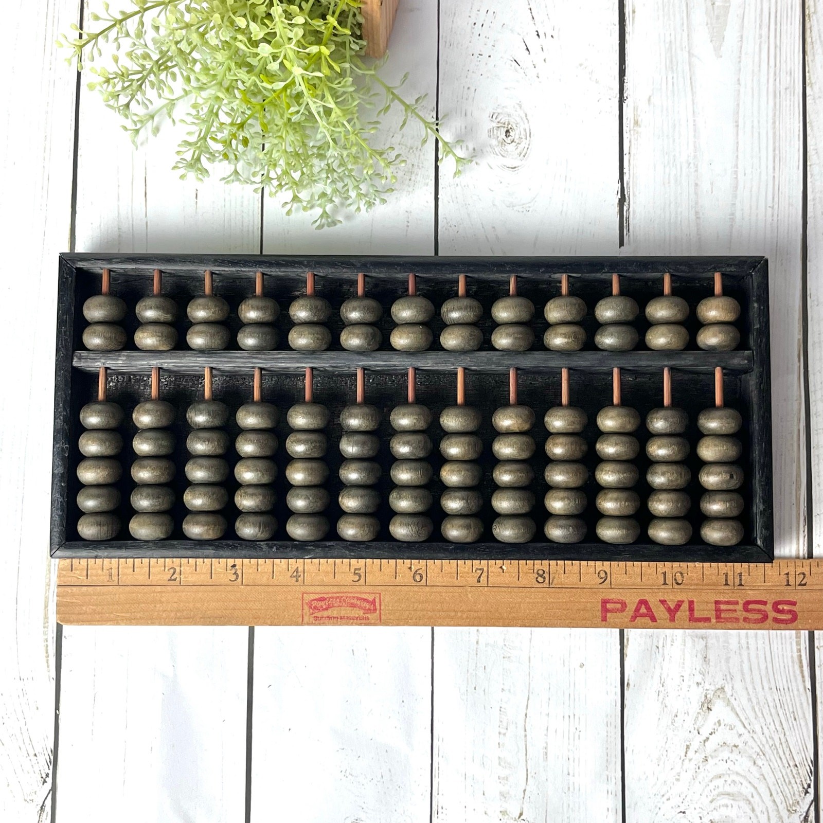 Traditional Chinese Wooden Abacus 2:5 Bead Configuration 13 Rows Black Wood Box