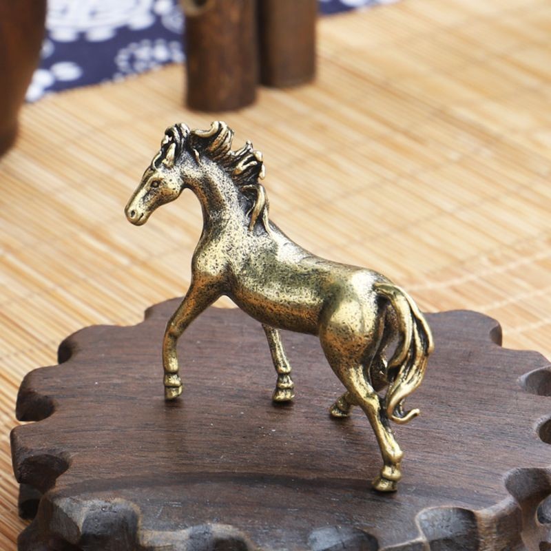 Solid Brass Steed Figurine Pure Copper Horse Desktop Ornament