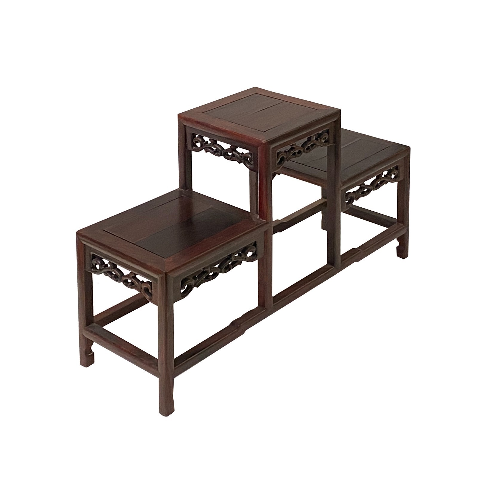 Brown Wood Step Shape Table Top Curio Display Easel Stand ws2898