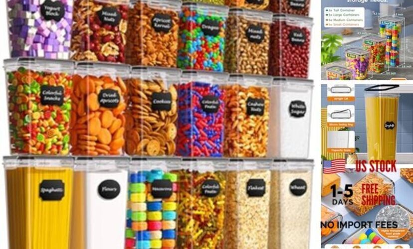Airtight Food Storage Containers with Lids, 24 PCS Kitchen and Pantry 24 Piece