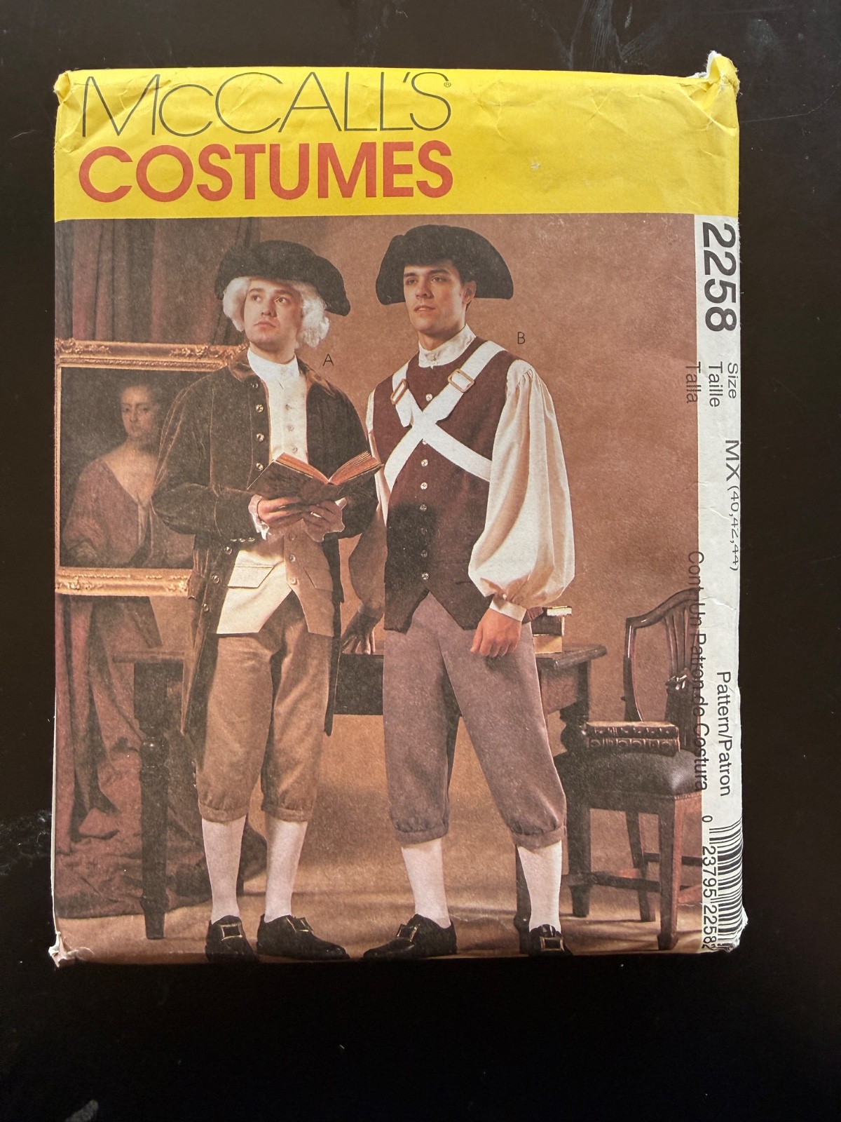 New McCalls 2258 Revolutionary Costume Cosplay Jacket Shirt Pants Vest, 40 42 44