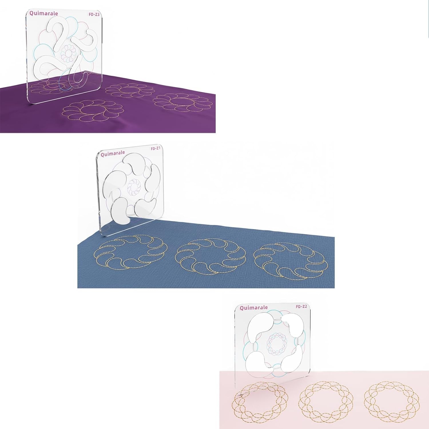 Feather Design Free Motion Quilting Templates Series Includes Instruction Qui…