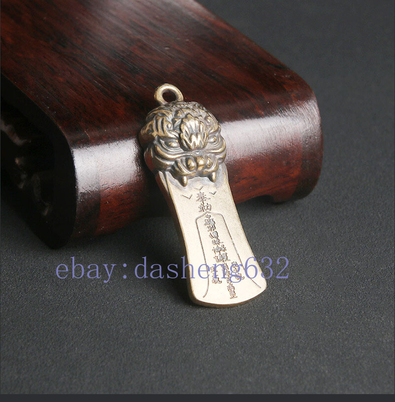 Rare Old Chinese Miao Silver Feng Shui Foo Dog Lion Lucky Pendant
