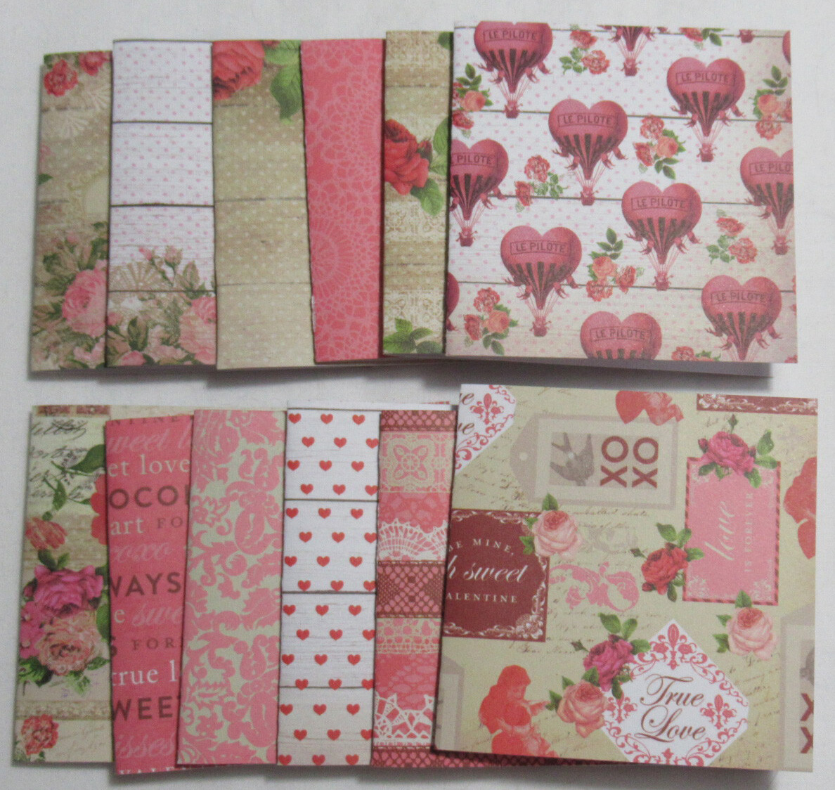 Valentine’s Day Handmade Gift Tag Card blank 3″ x 3″ 1 each style Lot Set of 12