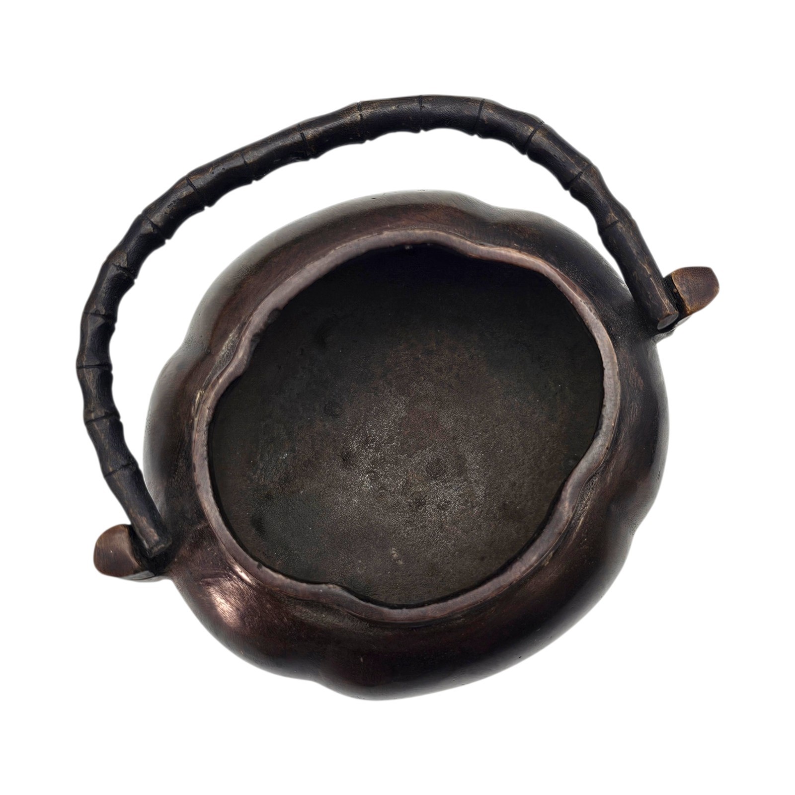 Chinese Bronze Xuande Mark Incense Burner Xianglu Hand Censer Bamboo Handle 4″
