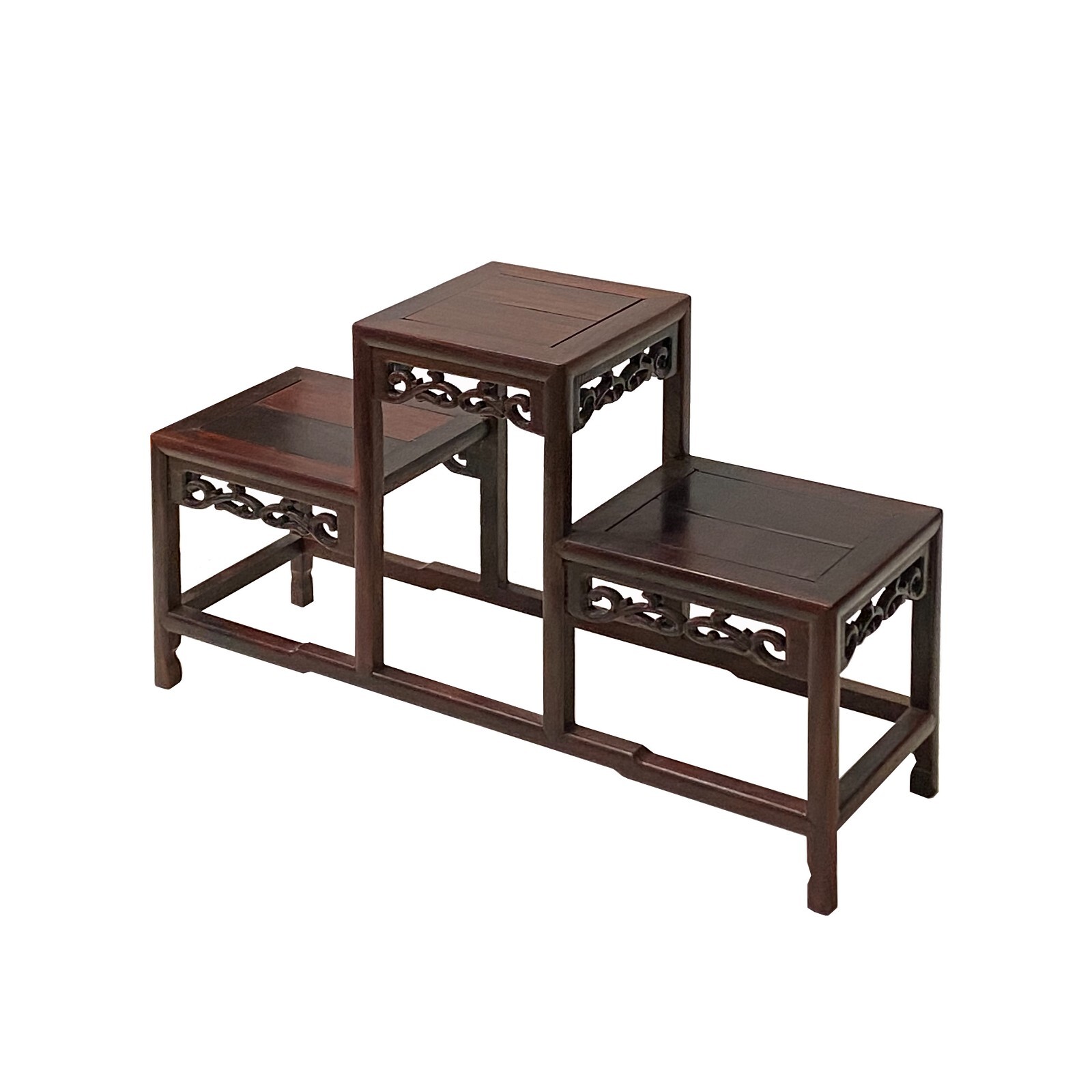 Brown Wood Step Shape Table Top Curio Display Easel Stand ws2898