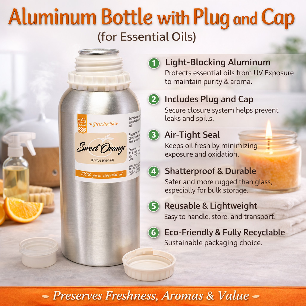 16 fl oz Orange Sweet Essential Oil (100% Pure & Natural) in Aluminum Bottle