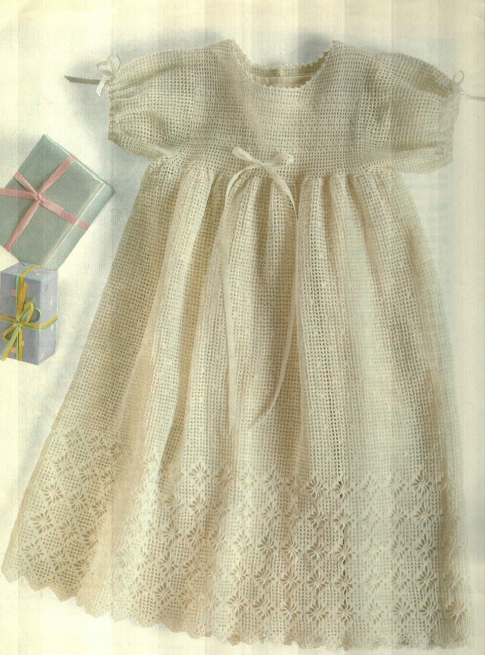 CHRISTENING DRESS BABY 6-9 MONTHS CROCHET PATTERN INSTRUCTIONS