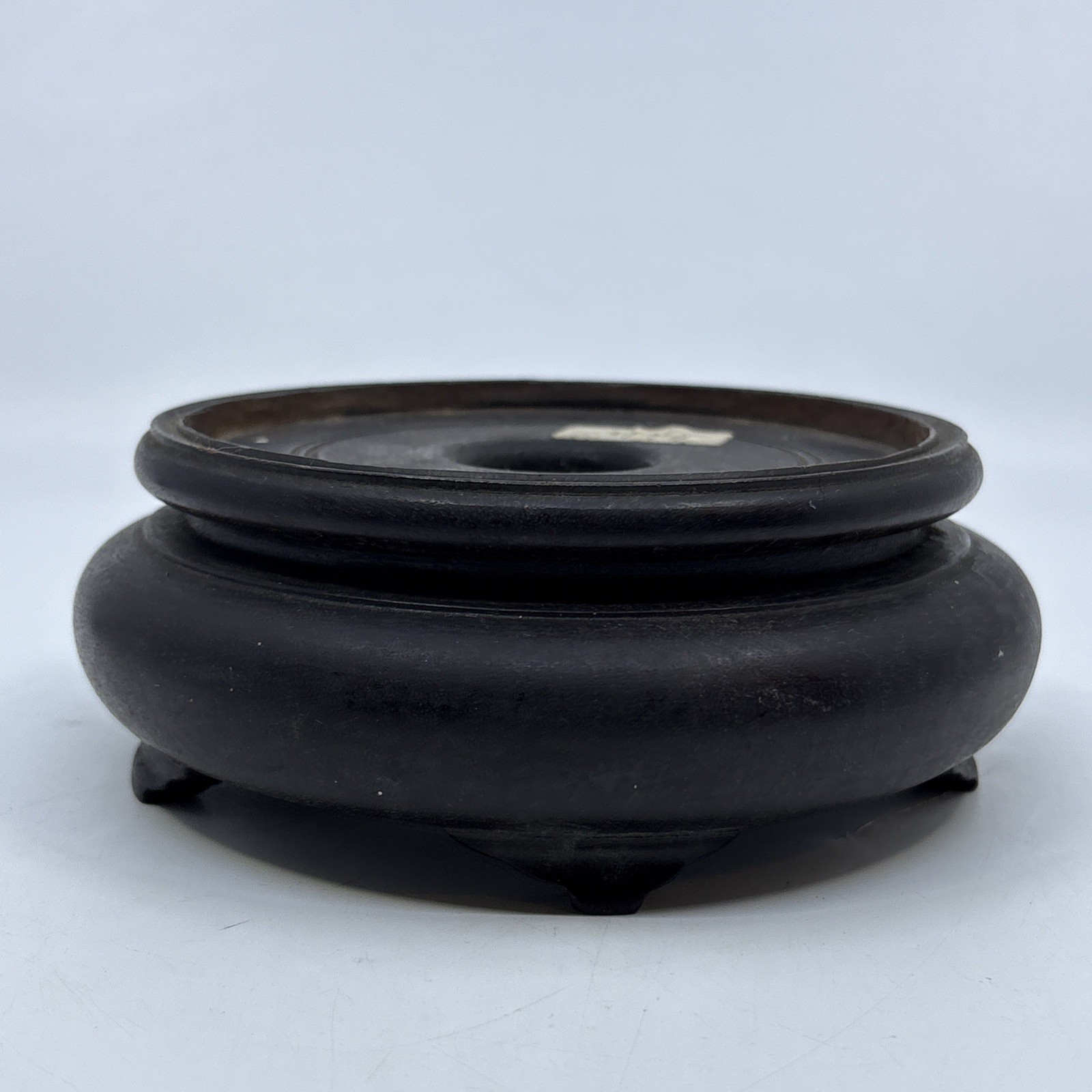 Vintage Chinese Wood Display Stand Vase Plant Asian Lamp Base Round 5″ Inner