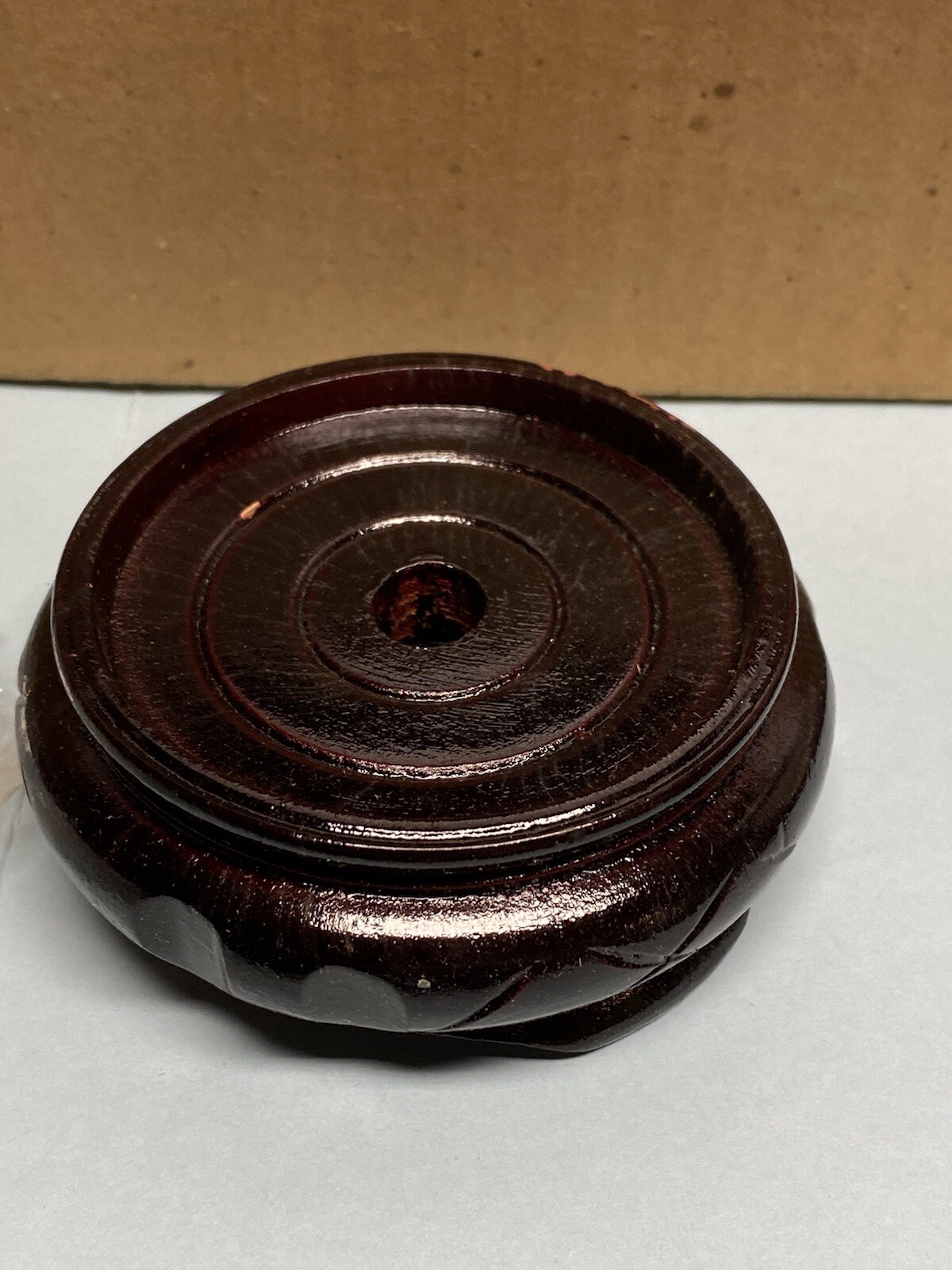 A10109 Footed TEAK Pedestal 2.5″ Wood Round Display Base GINGER JAR VASE STAND