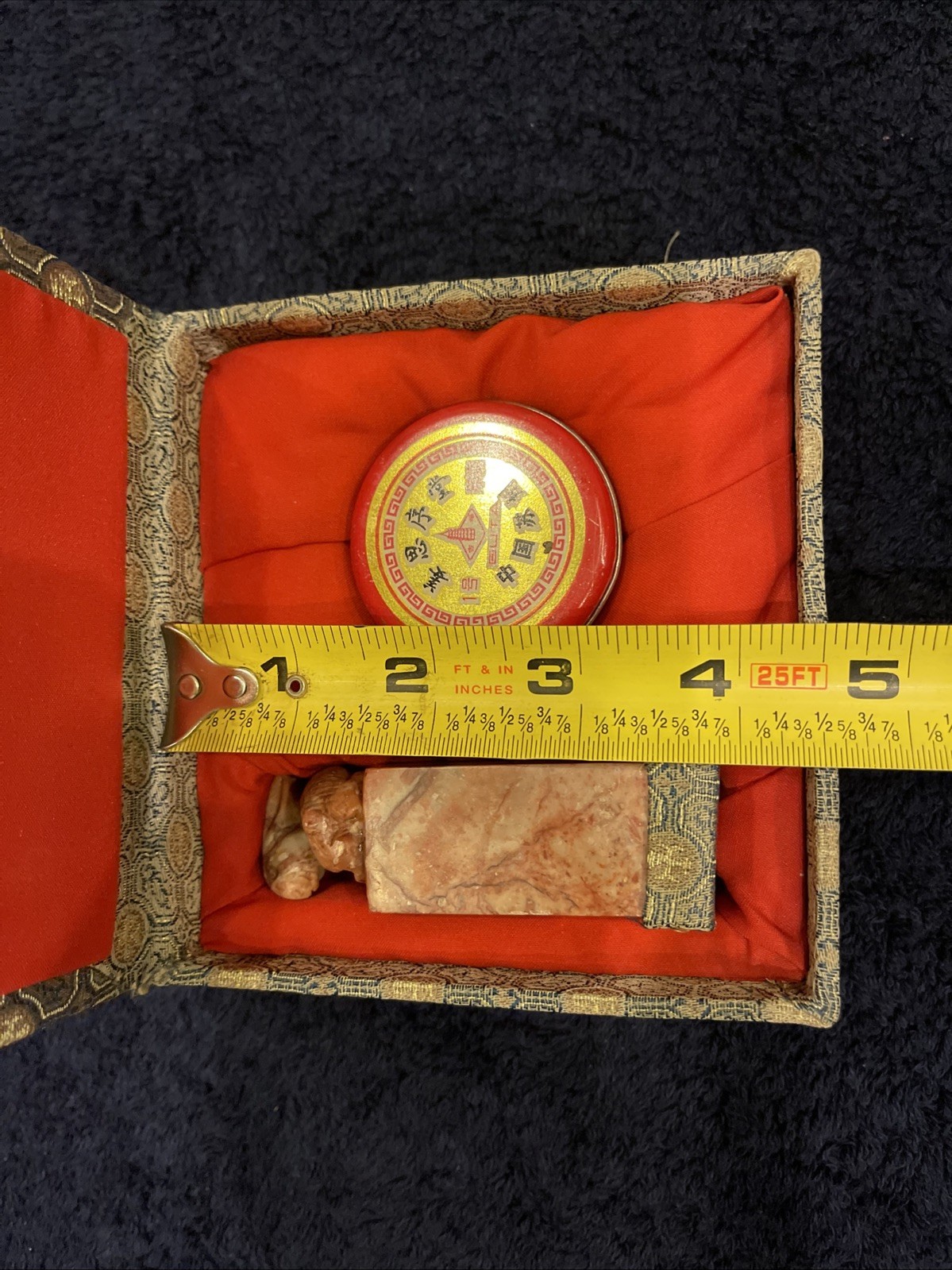 Carved Chinese Soapstone Chop Seal with Original Case & Cinnabar Red Ink – JOHN