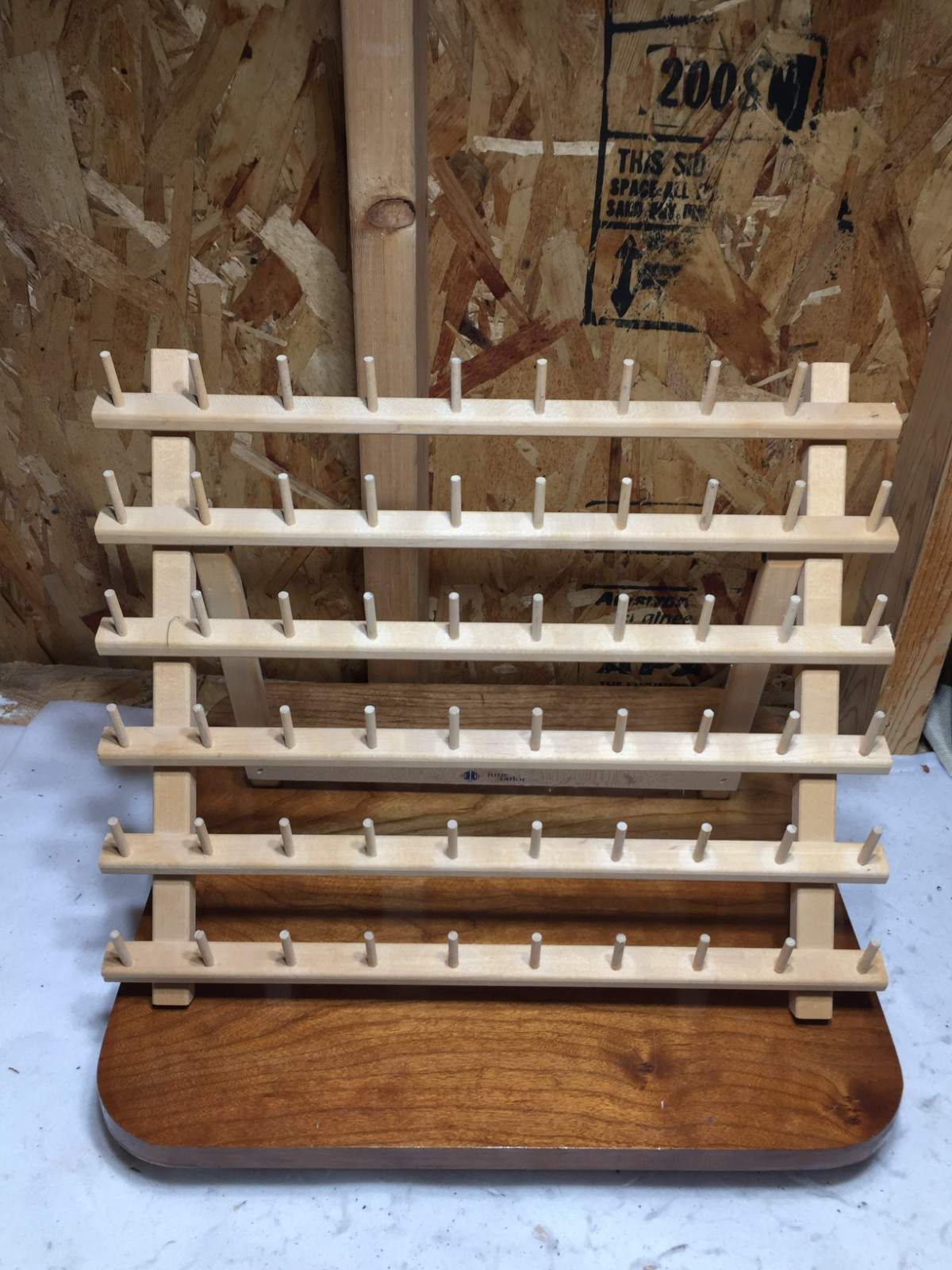 June Taylor Hardwood Sewing Thread Organizer Rack JT-672 Freestanding Wall Spool