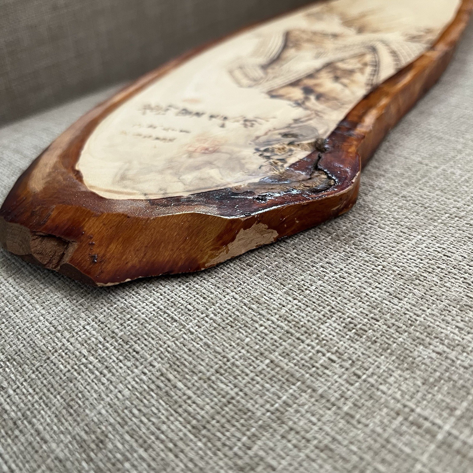 Vintage China Great Wall Pyrography Wood Burning Wall Art Plaque Stamped 14.5″