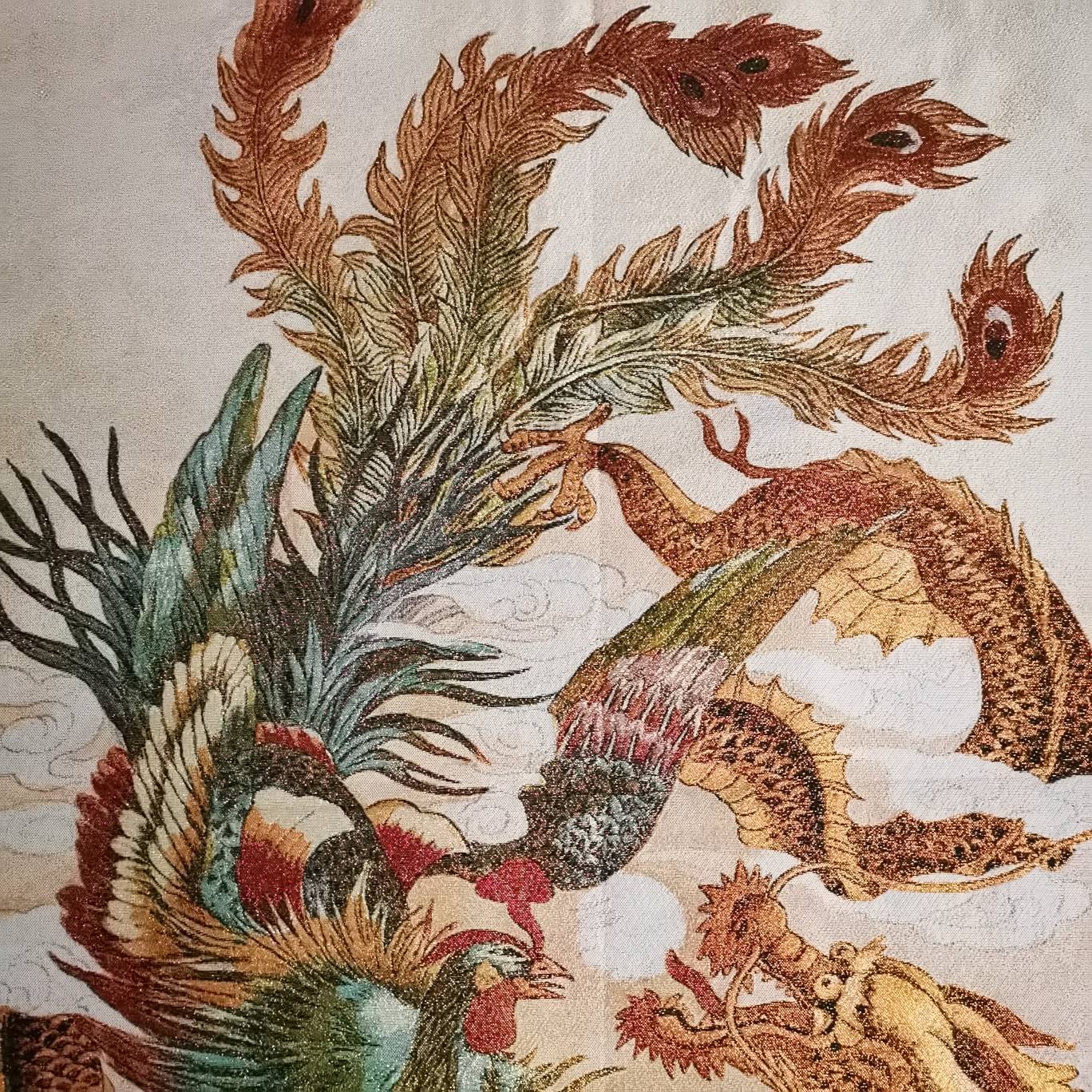 36″ Chinese Cloth Silk Dragon Phoenix Mural Wall Hanging Tapestry Meditation 5