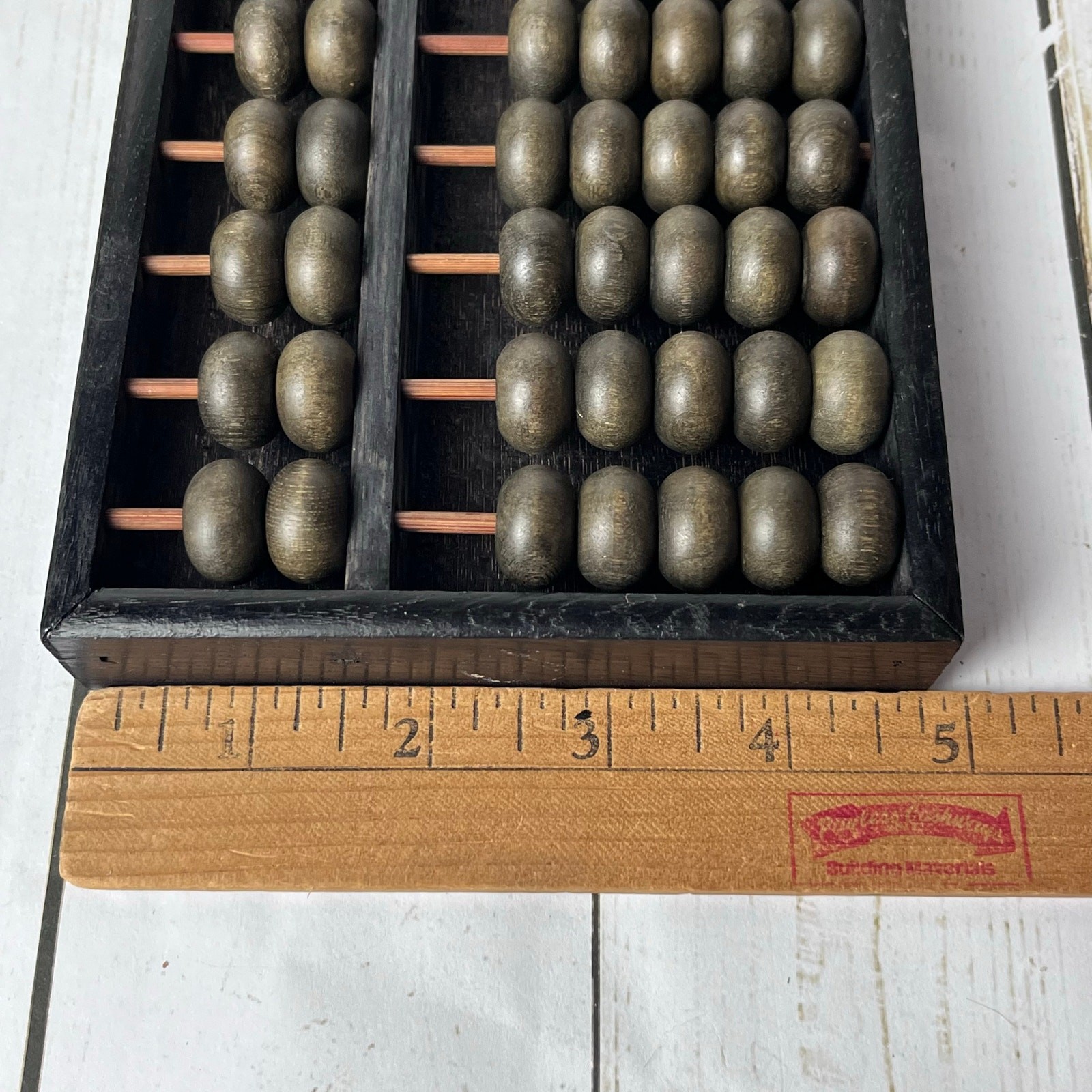 Traditional Chinese Wooden Abacus 2:5 Bead Configuration 13 Rows Black Wood Box