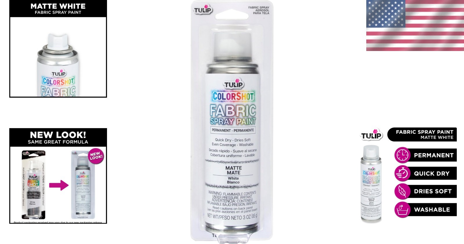 Interior Spray Fabric Paint 3oz White Easy Application for Colorful Designs