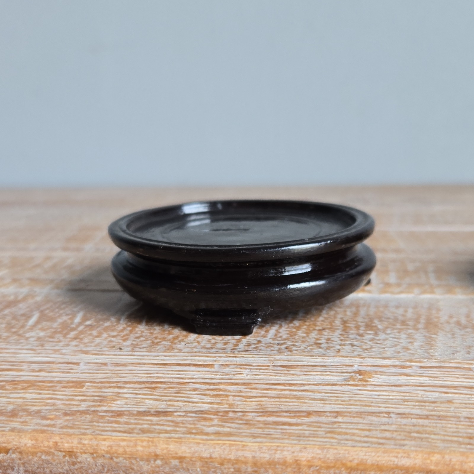 Wooden Display Stands Pair, Brown & Black, 3 Inch Diameter Chinese Handmade